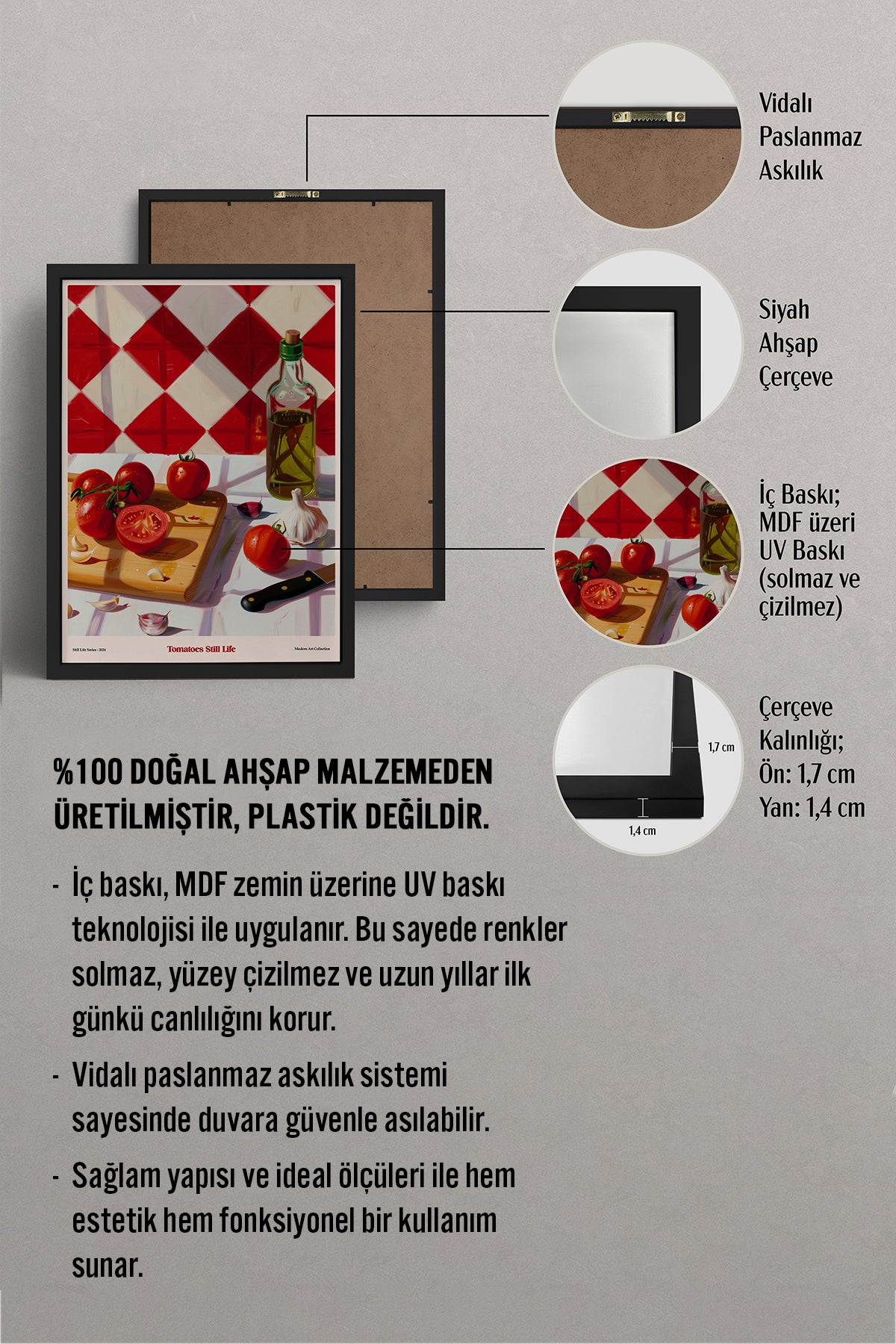 HOMEPACK Ahşap Çerçeveli Tablo Çerçeveli Poster Sanatsal Modern Duvar Dekoru TK-1411