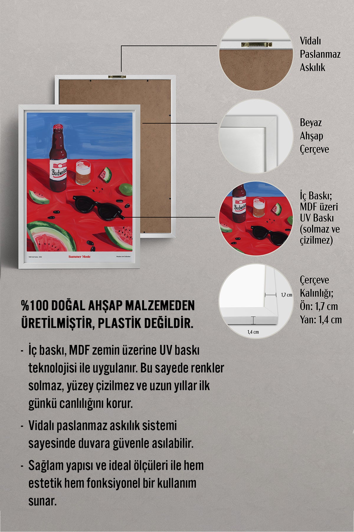 HOMEPACK Ahşap Çerçeveli Tablo Çerçeveli Poster Sanatsal Modern Duvar Dekoru TK-1412