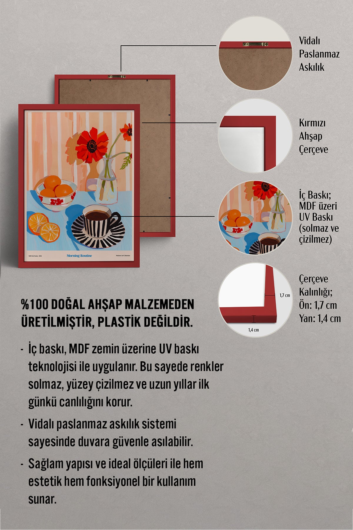 HOMEPACK Ahşap Çerçeveli Tablo Çerçeveli Poster Sanatsal Modern Duvar Dekoru TK-1413
