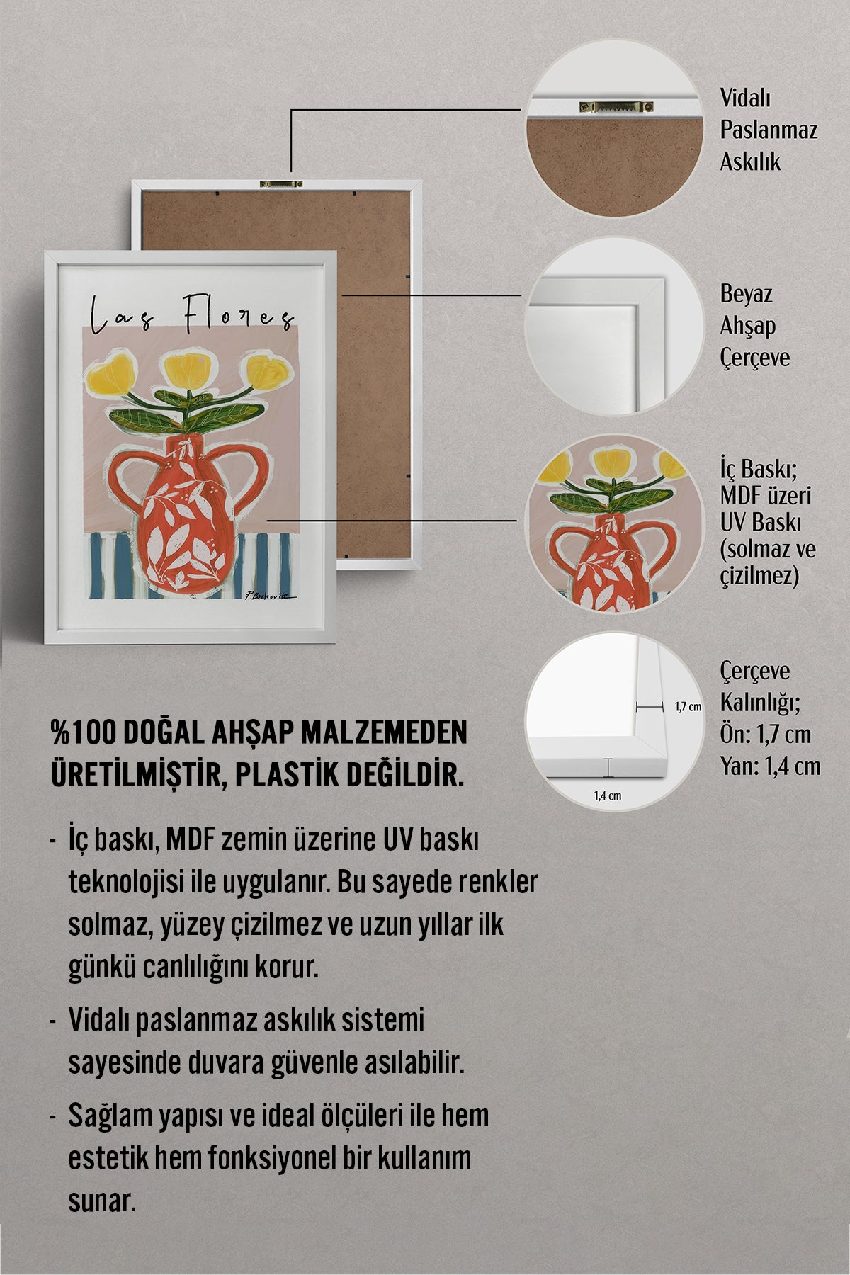 HOMEPACK Ahşap Çerçeveli Tablo Çerçeveli Poster Sanatsal Modern Duvar Dekoru TK-1418