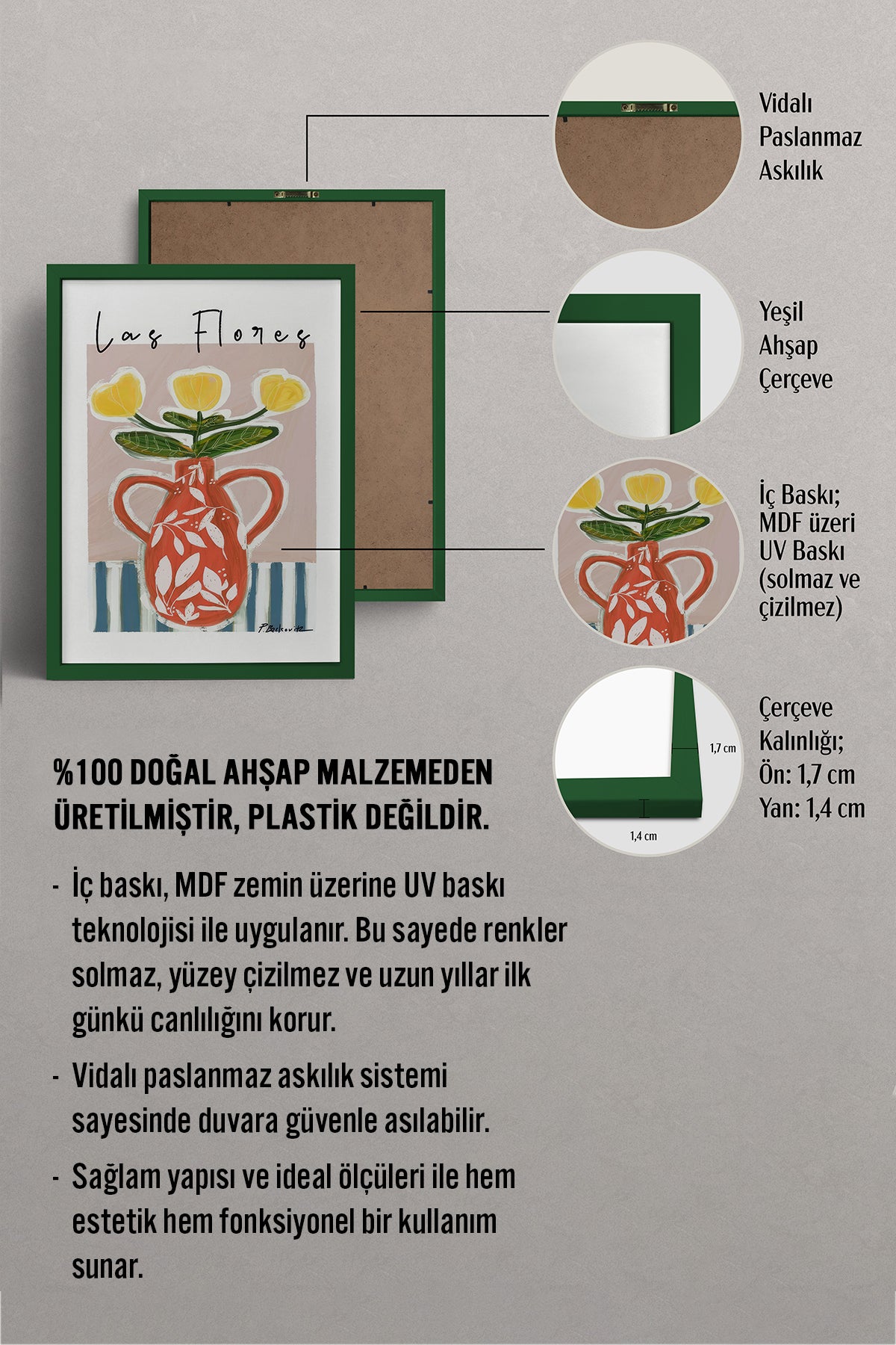 HOMEPACK Ahşap Çerçeveli Tablo Çerçeveli Poster Sanatsal Modern Duvar Dekoru TK-1418