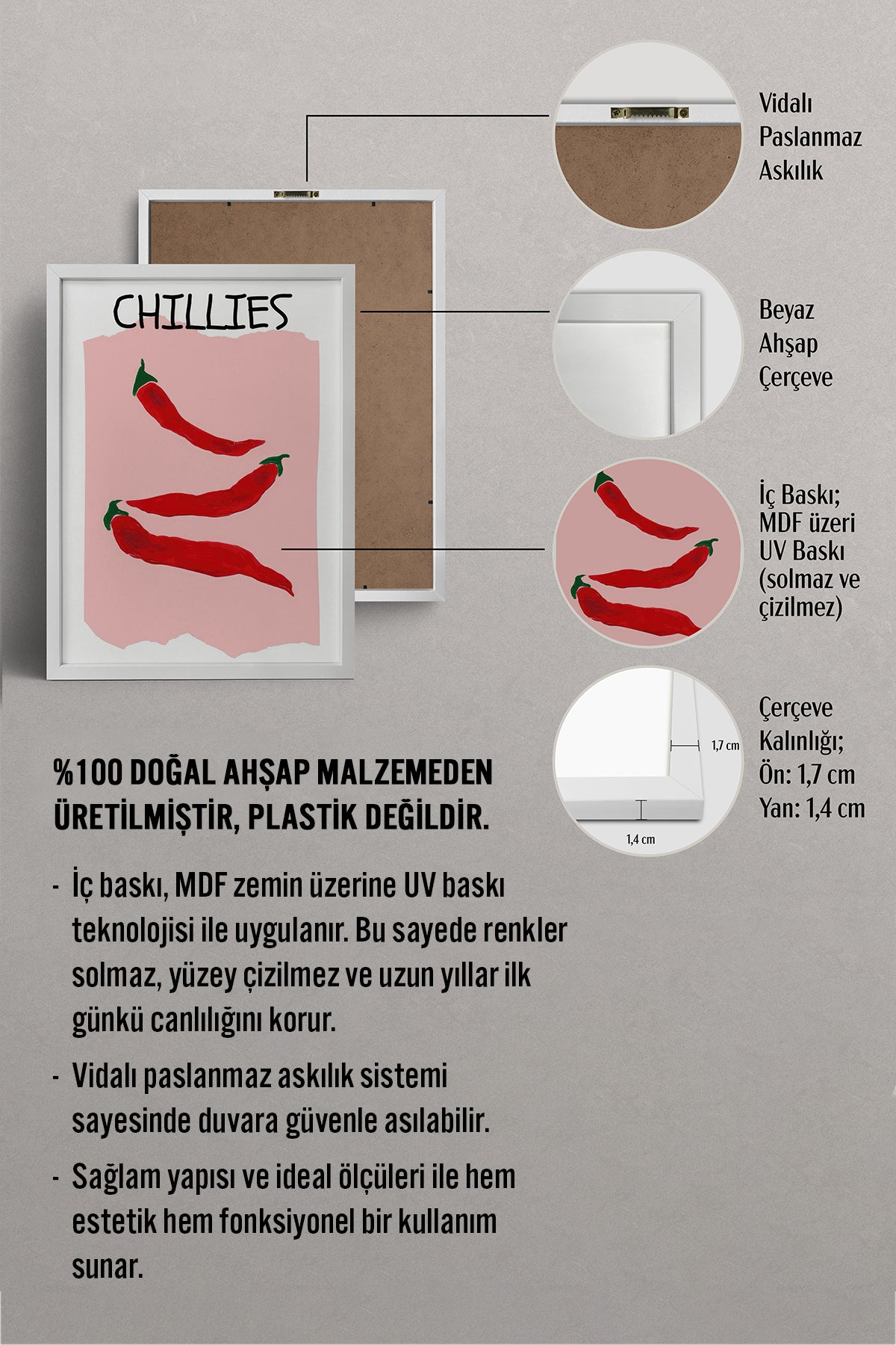HOMEPACK Ahşap Çerçeveli Tablo Çerçeveli Poster Sanatsal Modern Duvar Dekoru TK-1420