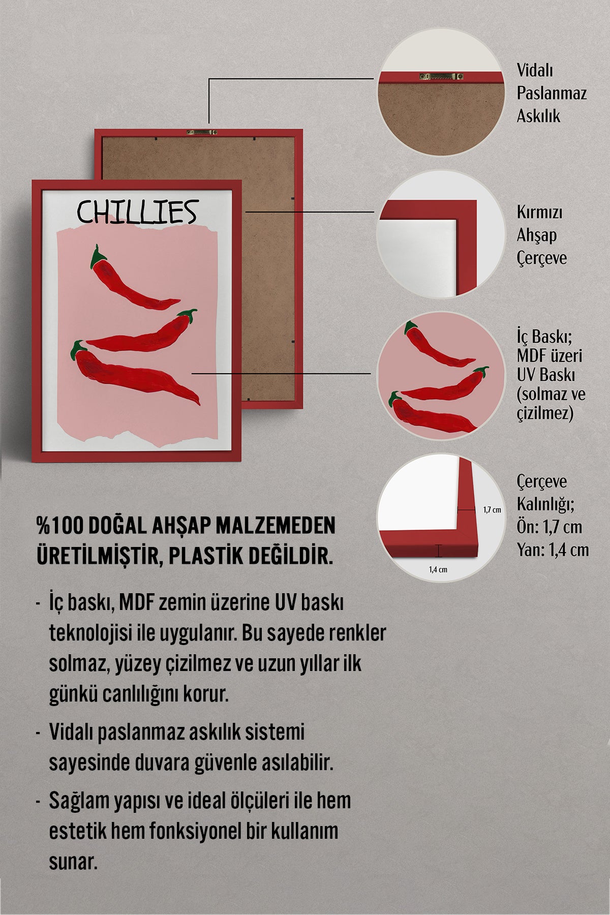 HOMEPACK Ahşap Çerçeveli Tablo Çerçeveli Poster Sanatsal Modern Duvar Dekoru TK-1420