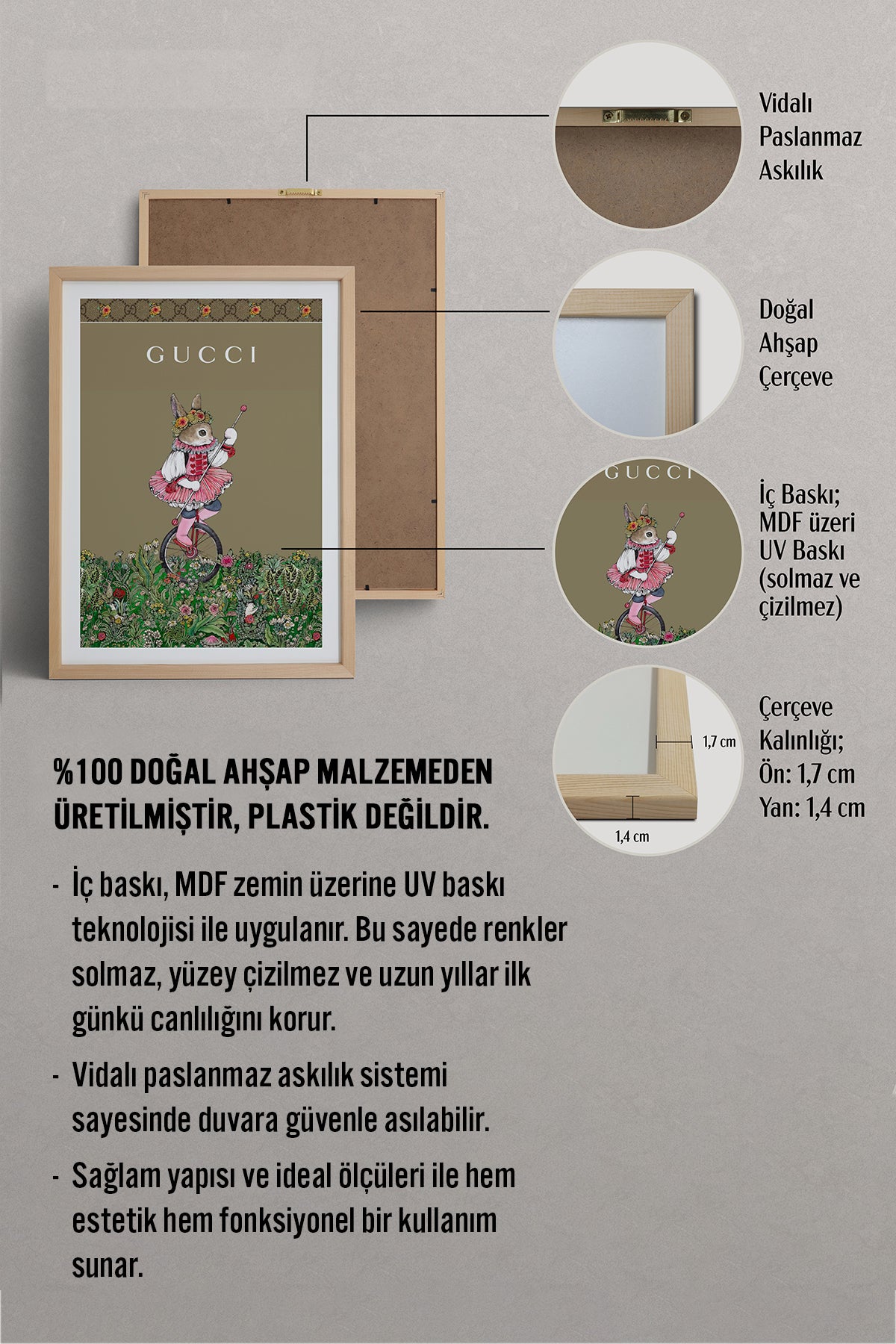 HOMEPACK Ahşap Çerçeveli Tablo Çerçeveli Poster Sanatsal Modern Duvar Dekoru TK-1421