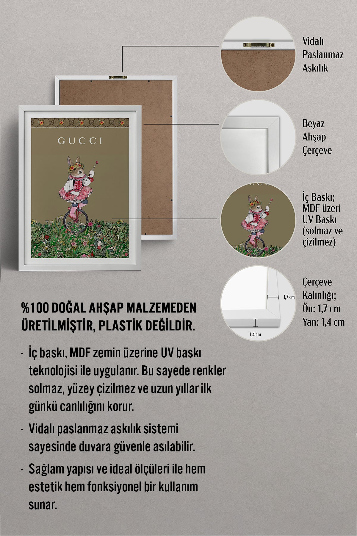HOMEPACK Ahşap Çerçeveli Tablo Çerçeveli Poster Sanatsal Modern Duvar Dekoru TK-1421