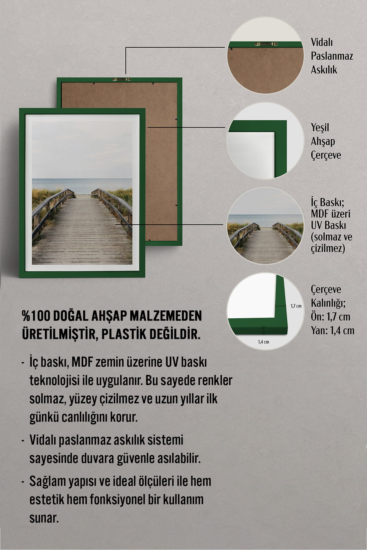 HOMEPACK Ahşap Çerçeveli Tablo Çerçeveli Poster Sanatsal Modern Duvar Dekoru TK-1422