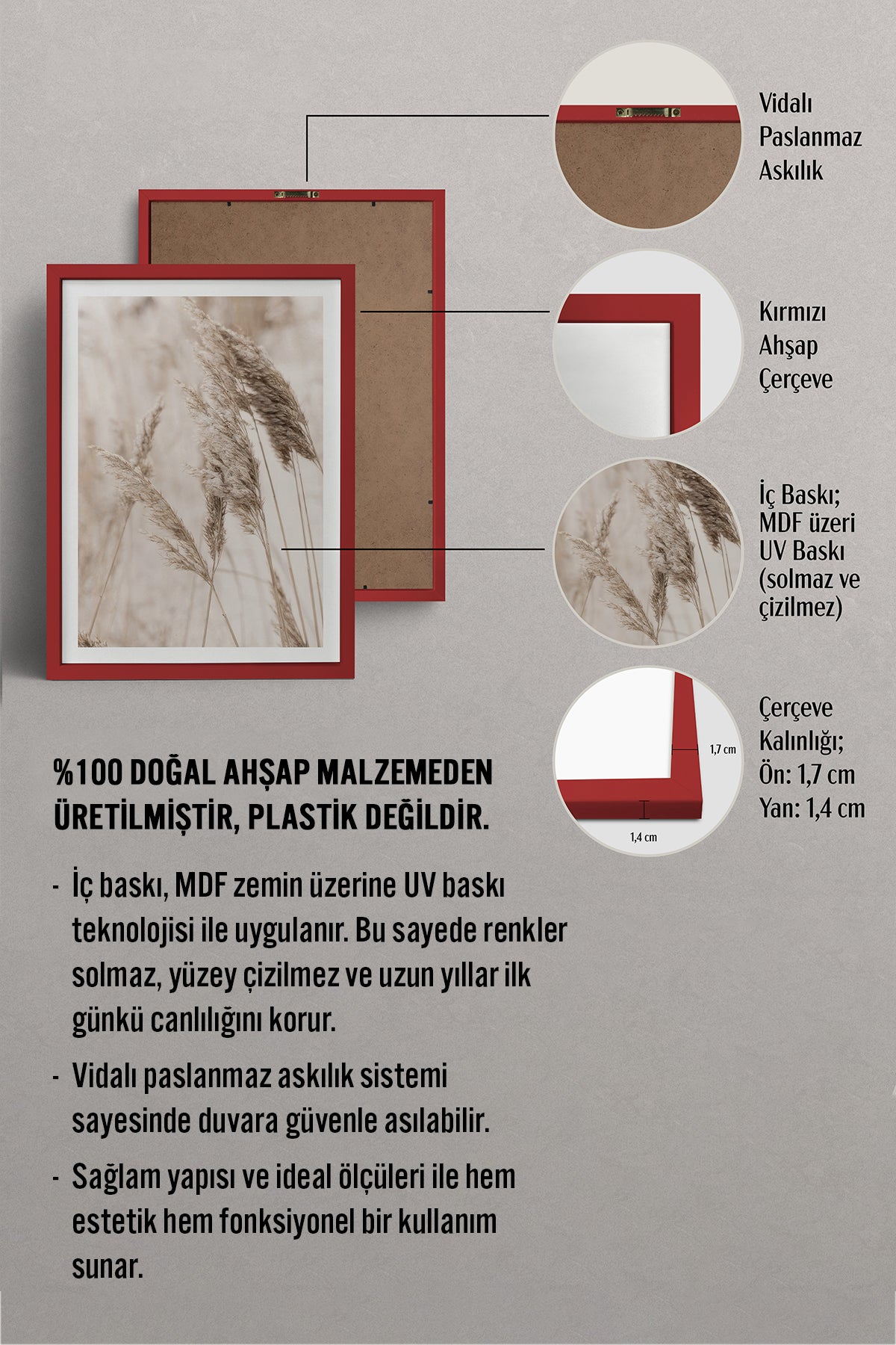 HOMEPACK Ahşap Çerçeveli Tablo Çerçeveli Poster Sanatsal Modern Duvar Dekoru TK-1424