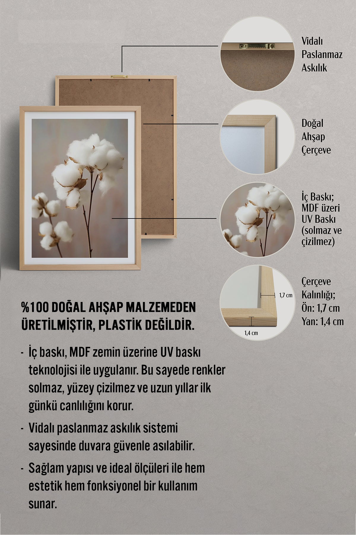 HOMEPACK Ahşap Çerçeveli Tablo Çerçeveli Poster Sanatsal Modern Duvar Dekoru TK-1425
