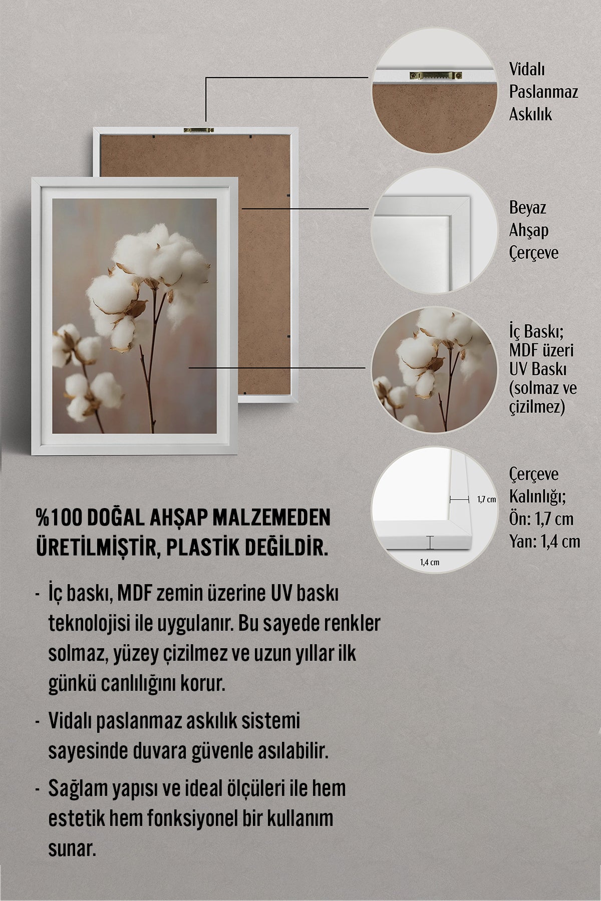 HOMEPACK Ahşap Çerçeveli Tablo Çerçeveli Poster Sanatsal Modern Duvar Dekoru TK-1425