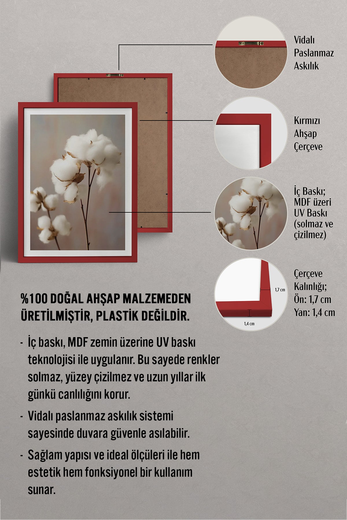 HOMEPACK Ahşap Çerçeveli Tablo Çerçeveli Poster Sanatsal Modern Duvar Dekoru TK-1425
