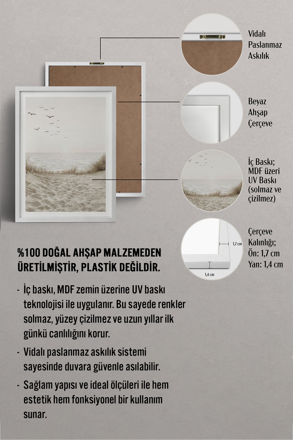 HOMEPACK Ahşap Çerçeveli Tablo Çerçeveli Poster Sanatsal Modern Duvar Dekoru TK-1426