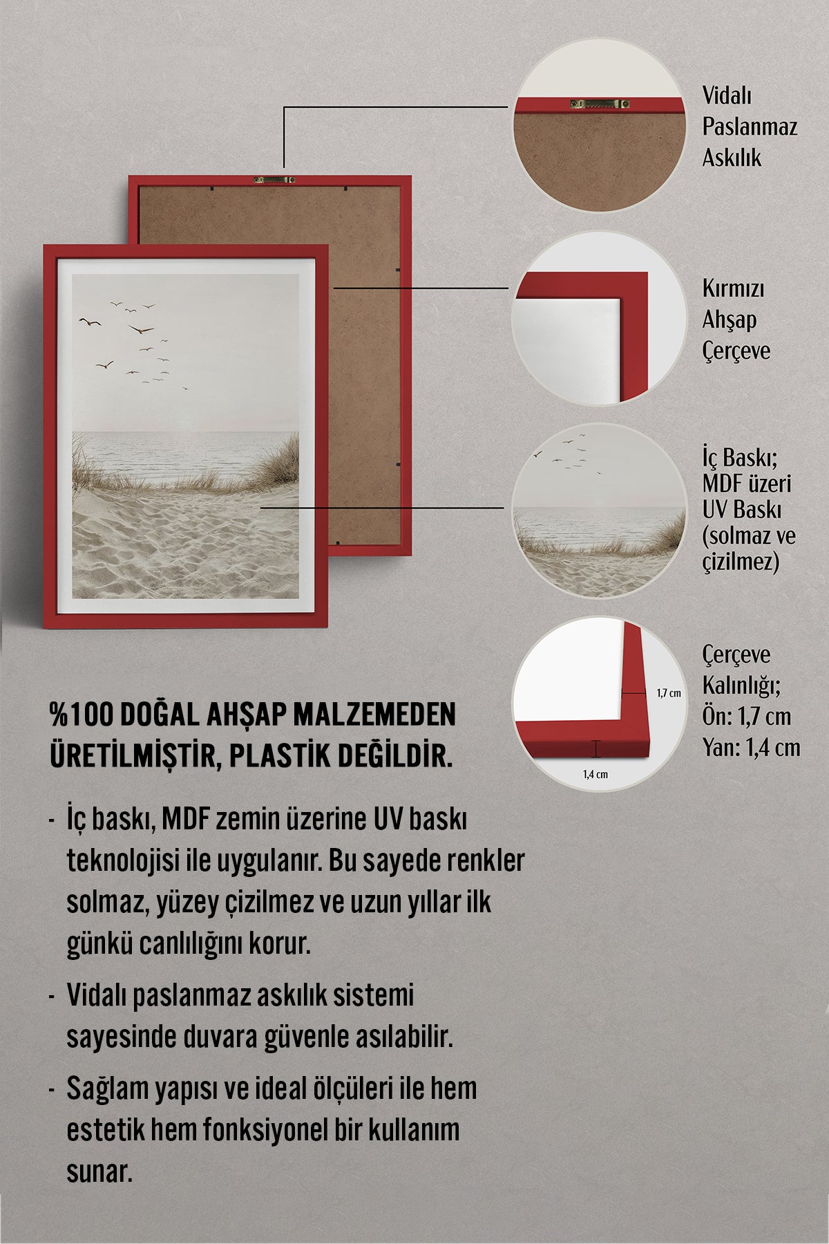HOMEPACK Ahşap Çerçeveli Tablo Çerçeveli Poster Sanatsal Modern Duvar Dekoru TK-1426