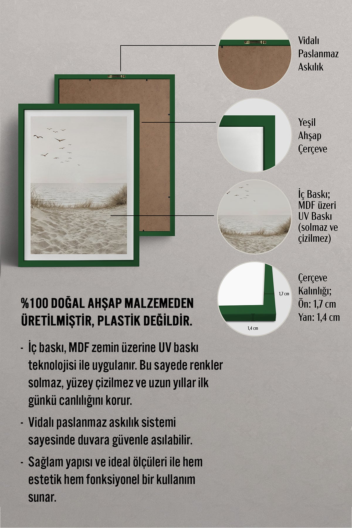 HOMEPACK Ahşap Çerçeveli Tablo Çerçeveli Poster Sanatsal Modern Duvar Dekoru TK-1426