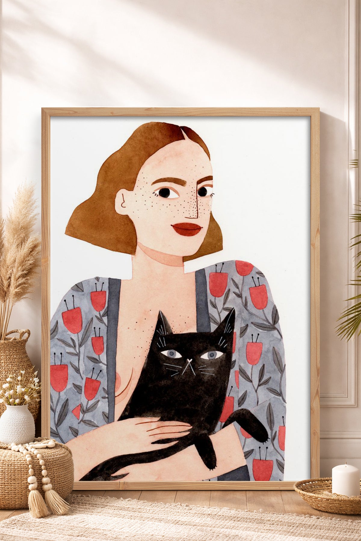 HOMEPACK Ahşap Çerçeveli Tablo Çerçeveli Poster Sanatsal Modern Duvar Dekoru TK-1429