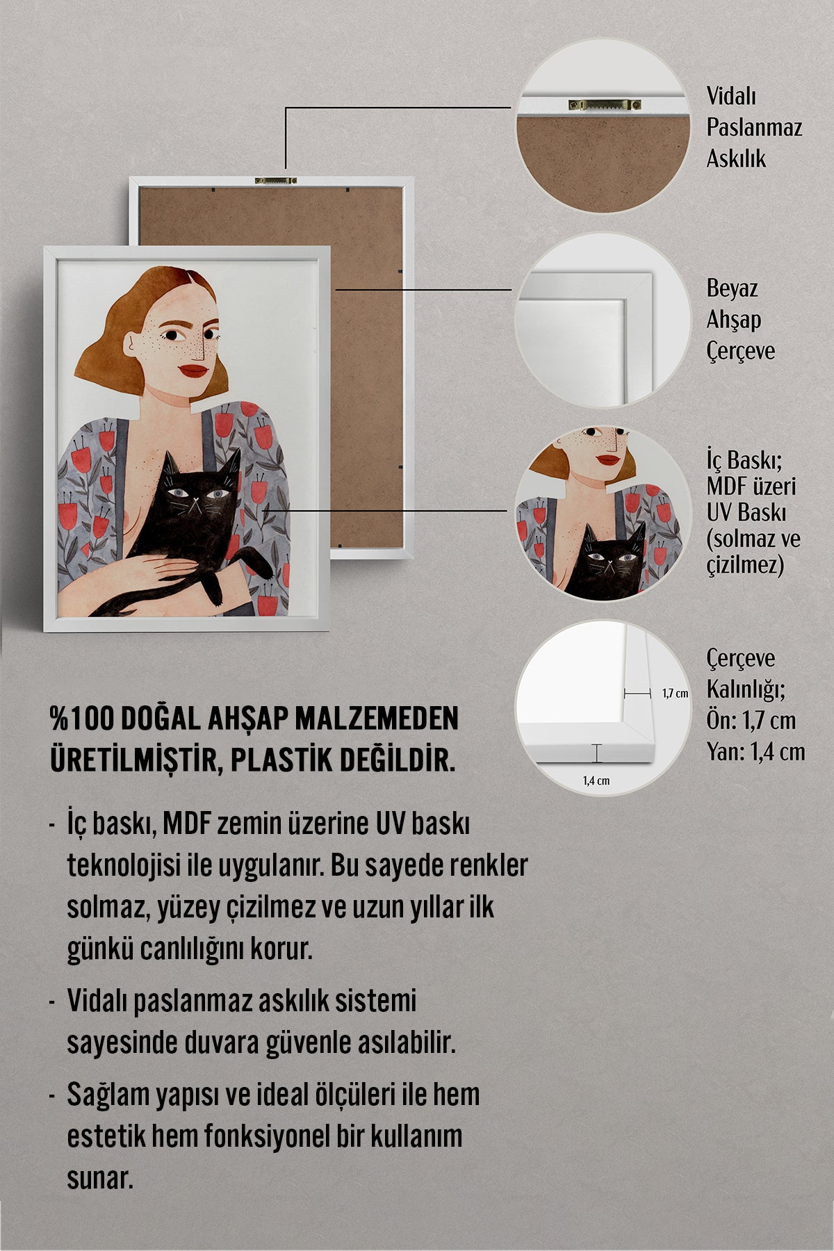 HOMEPACK Ahşap Çerçeveli Tablo Çerçeveli Poster Sanatsal Modern Duvar Dekoru TK-1429