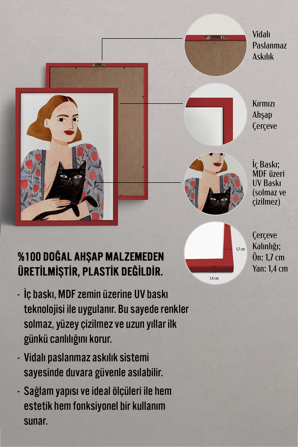 HOMEPACK Ahşap Çerçeveli Tablo Çerçeveli Poster Sanatsal Modern Duvar Dekoru TK-1429