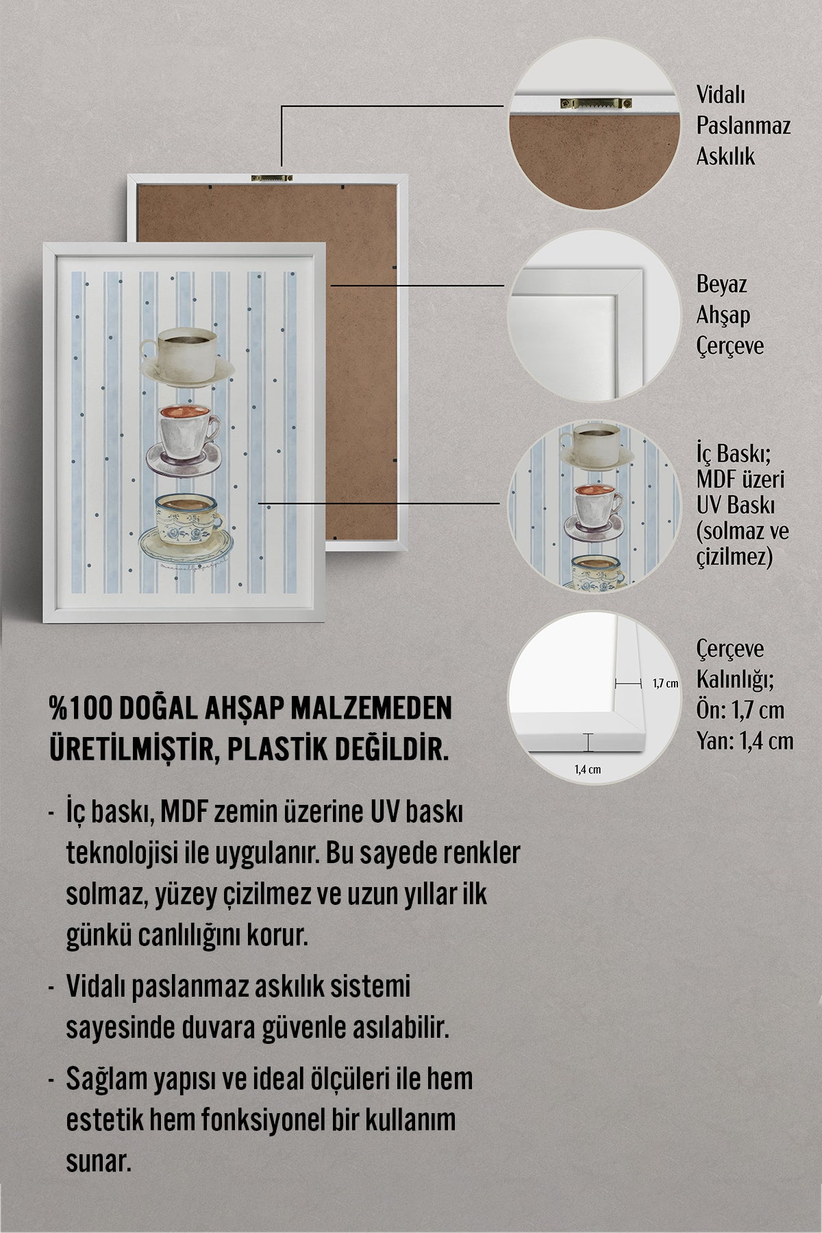 HOMEPACK Ahşap Çerçeveli Tablo Çerçeveli Poster Sanatsal Modern Duvar Dekoru TK-1430