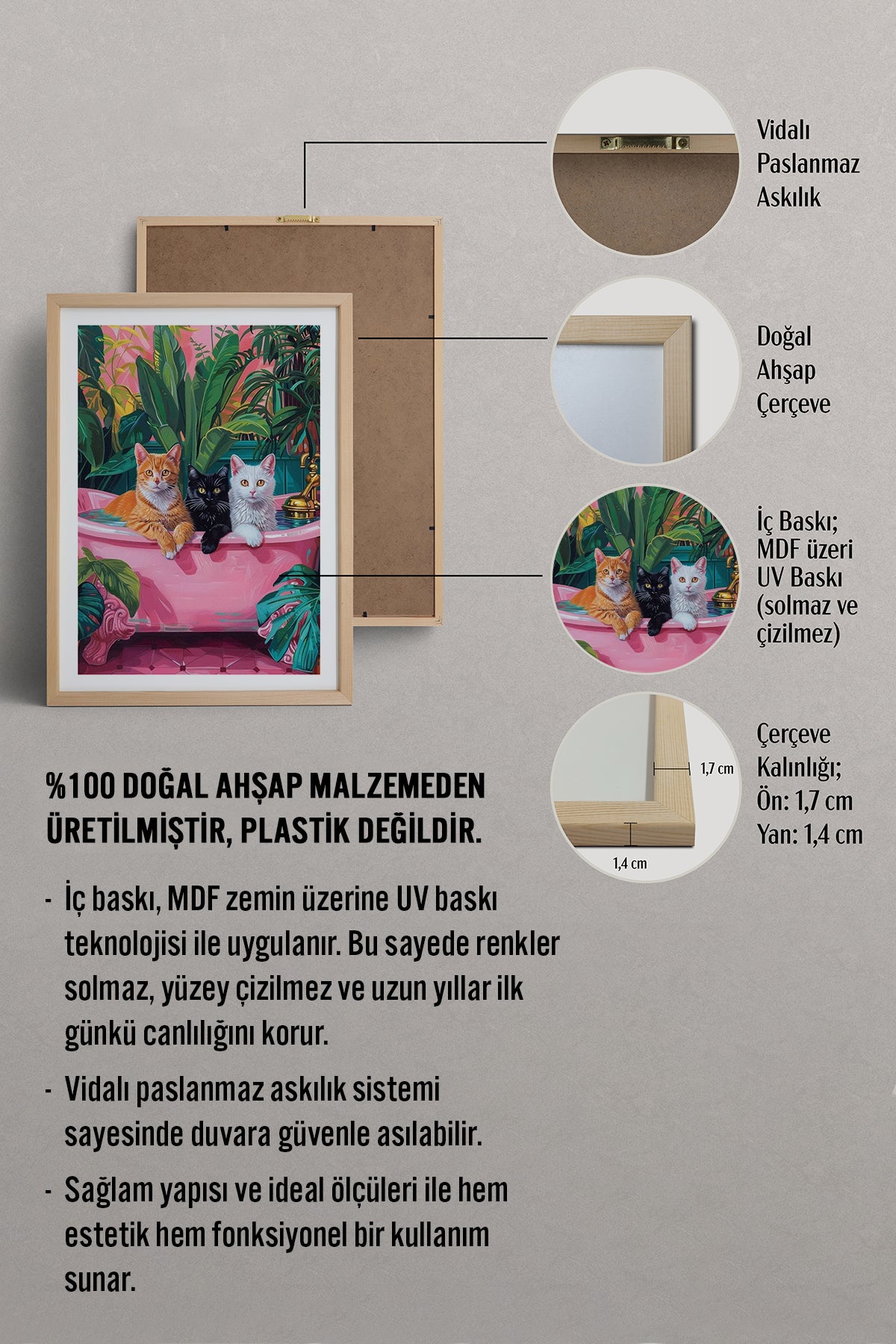HOMEPACK Ahşap Çerçeveli Tablo Çerçeveli Poster Sanatsal Modern Duvar Dekoru TK-729