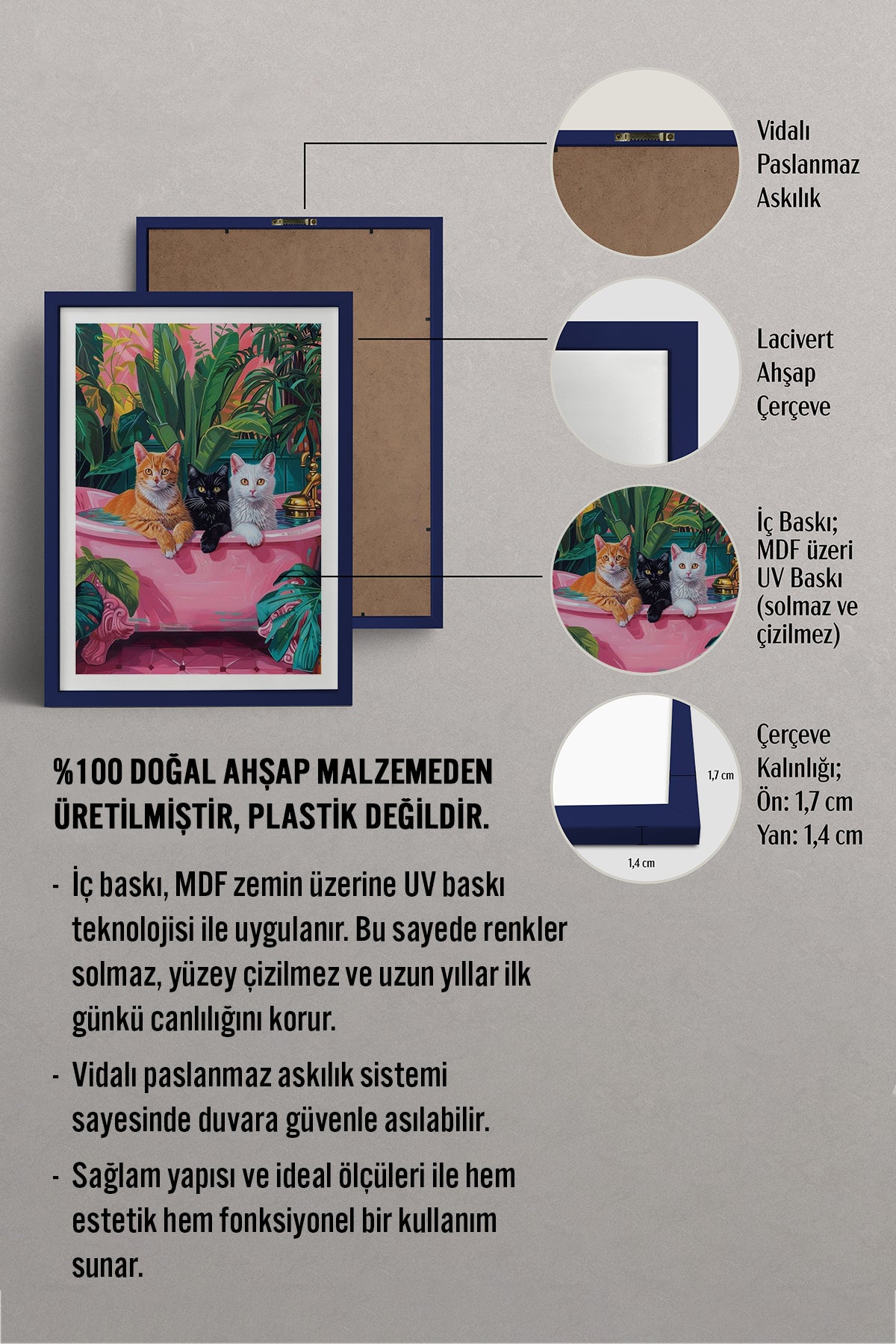 HOMEPACK Ahşap Çerçeveli Tablo Çerçeveli Poster Sanatsal Modern Duvar Dekoru TK-729