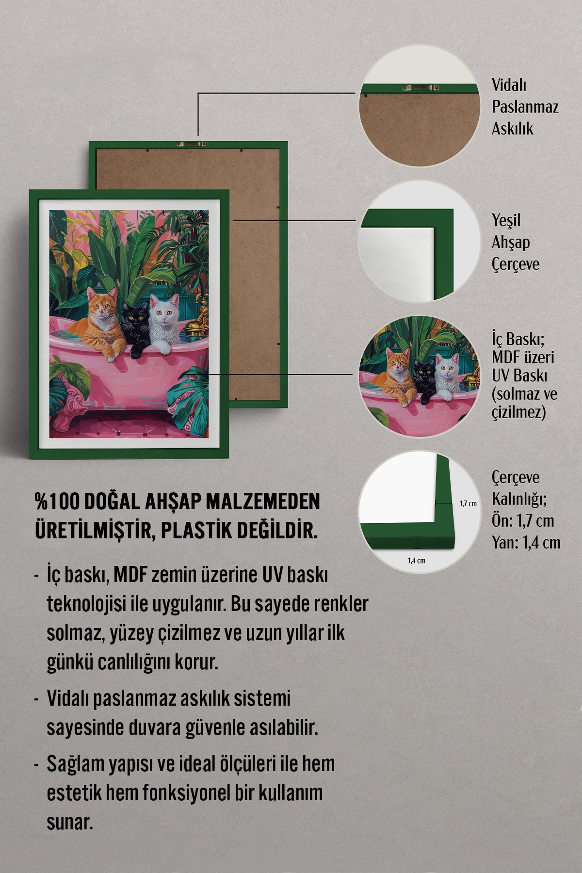 HOMEPACK Ahşap Çerçeveli Tablo Çerçeveli Poster Sanatsal Modern Duvar Dekoru TK-729