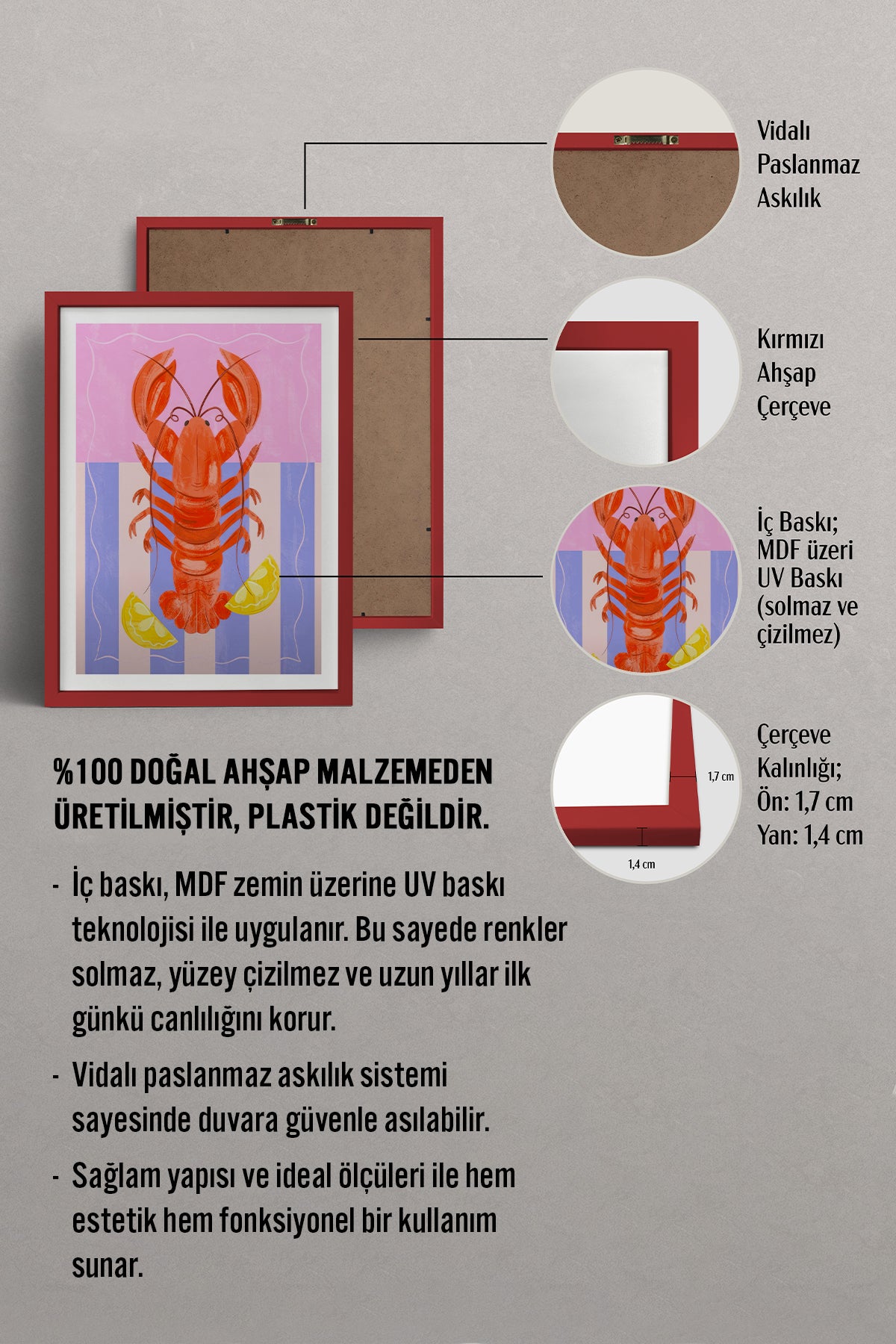 HOMEPACK Ahşap Çerçeveli Tablo Çerçeveli Poster Sanatsal Modern Duvar Dekoru TK-733