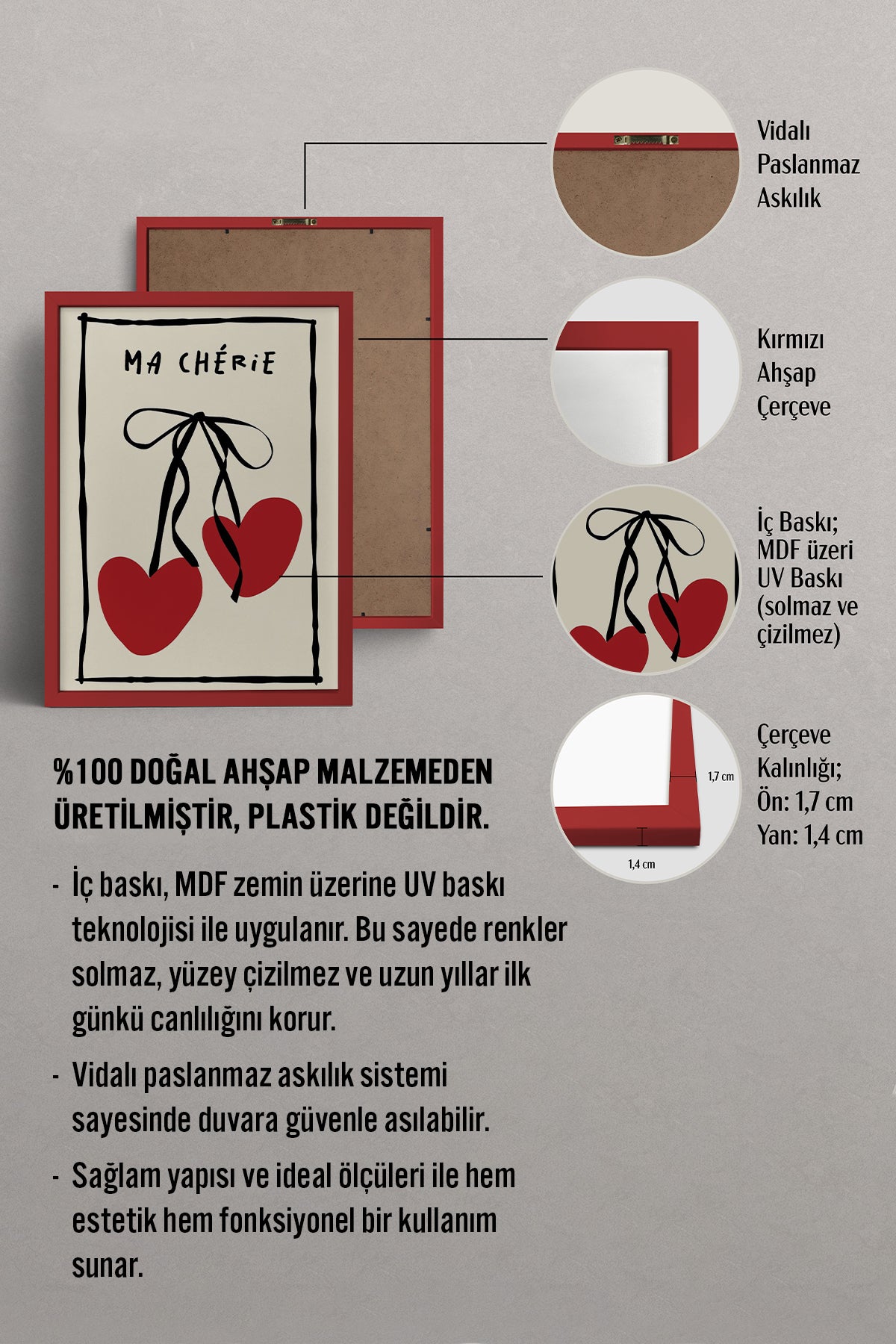 HOMEPACK Ahşap Çerçeveli Tablo Çerçeveli Poster Sanatsal Modern Duvar Dekoru TK-734