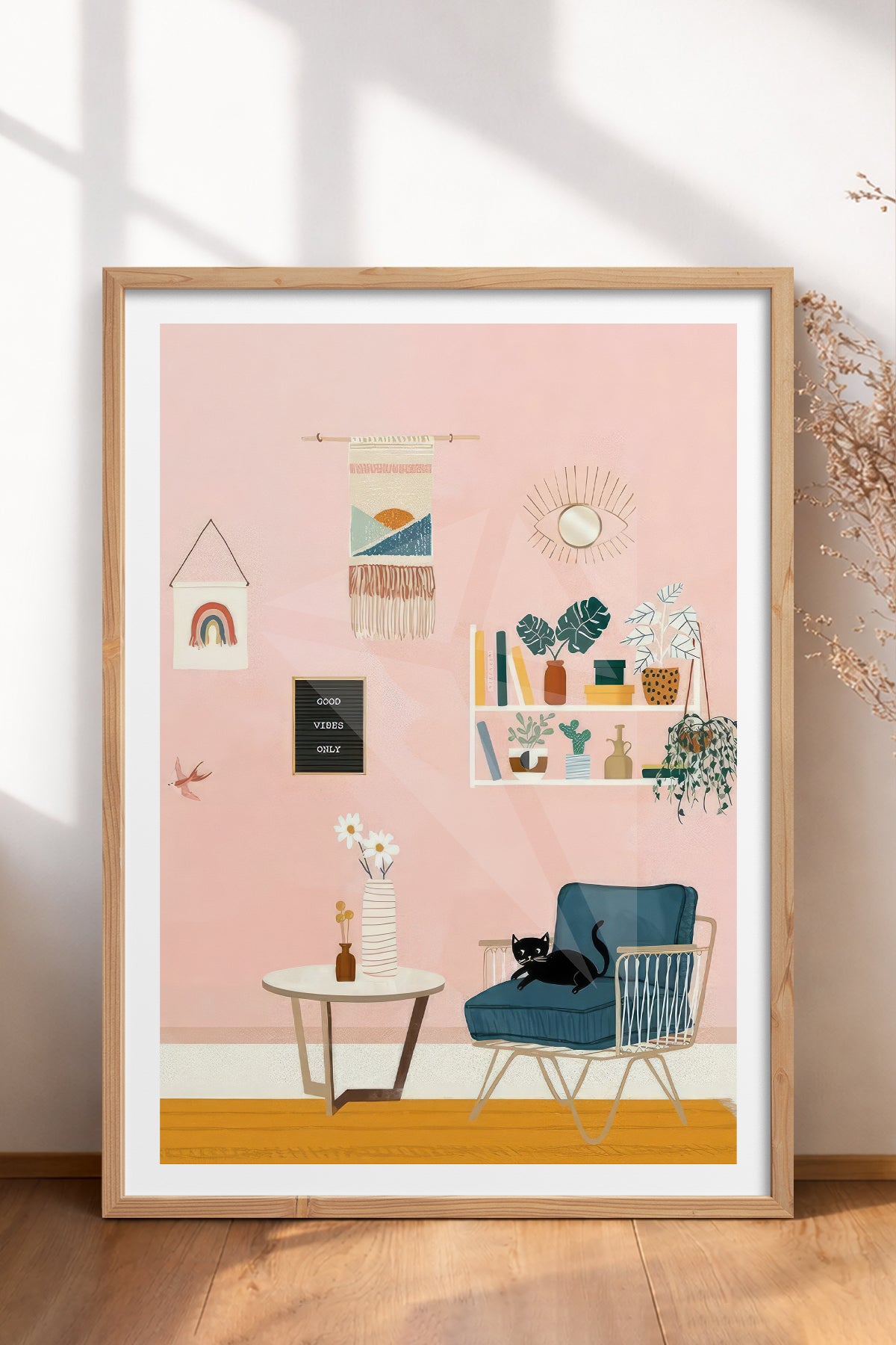 HOMEPACK Ahşap Çerçeveli Tablo Çerçeveli Poster Sanatsal Modern Duvar Dekoru TK-736