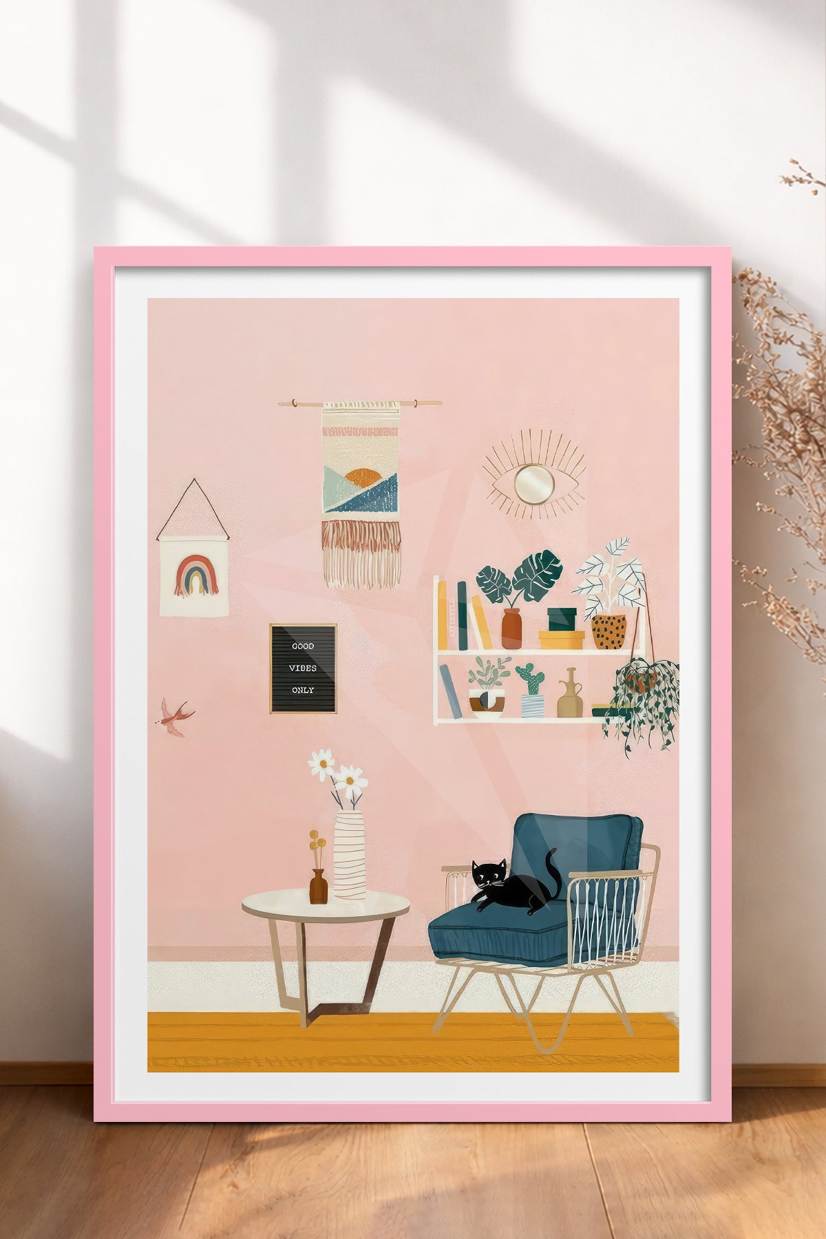 HOMEPACK Ahşap Çerçeveli Tablo Çerçeveli Poster Sanatsal Modern Duvar Dekoru TK-736