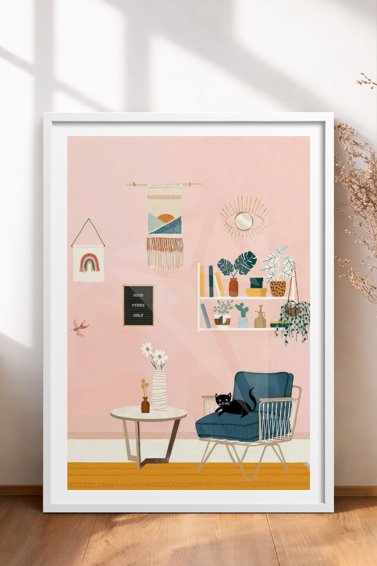 HOMEPACK Ahşap Çerçeveli Tablo Çerçeveli Poster Sanatsal Modern Duvar Dekoru TK-736