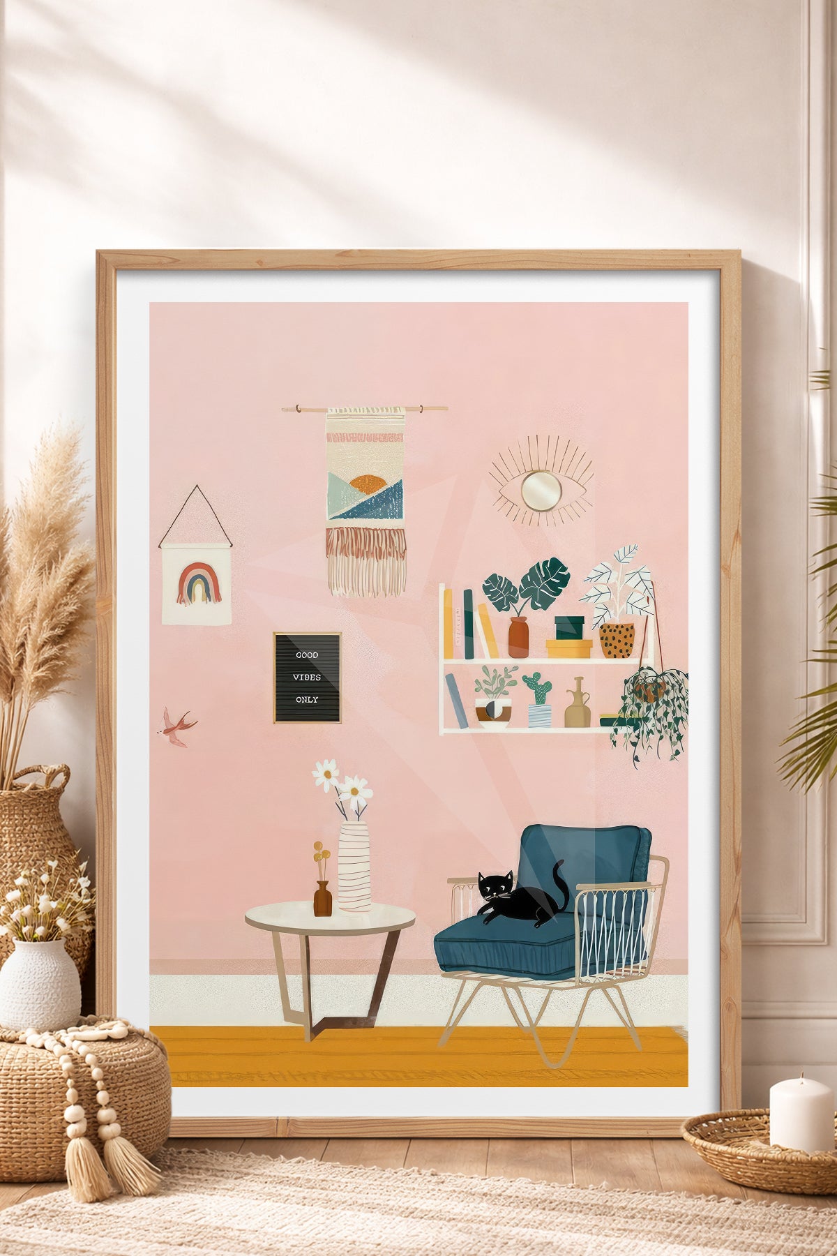 HOMEPACK Ahşap Çerçeveli Tablo Çerçeveli Poster Sanatsal Modern Duvar Dekoru TK-736