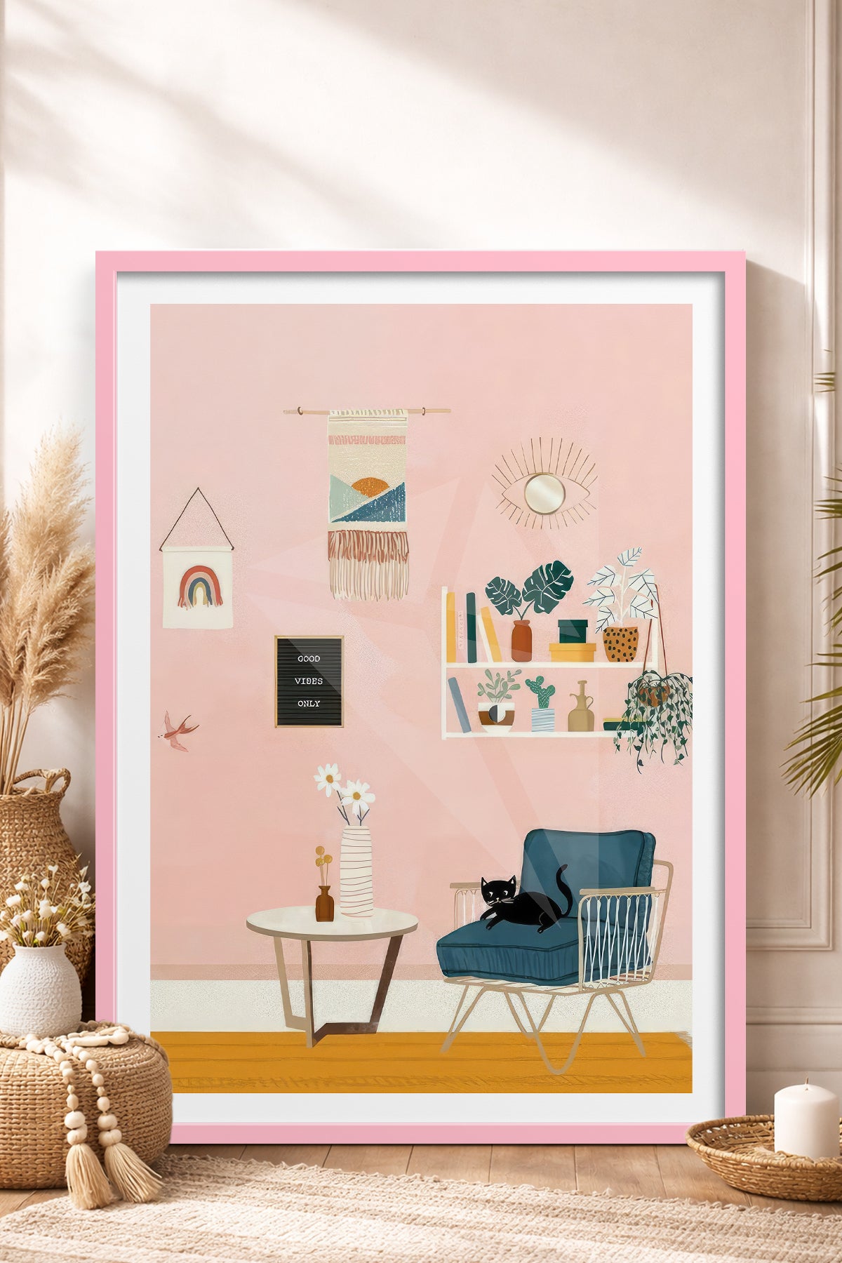 HOMEPACK Ahşap Çerçeveli Tablo Çerçeveli Poster Sanatsal Modern Duvar Dekoru TK-736