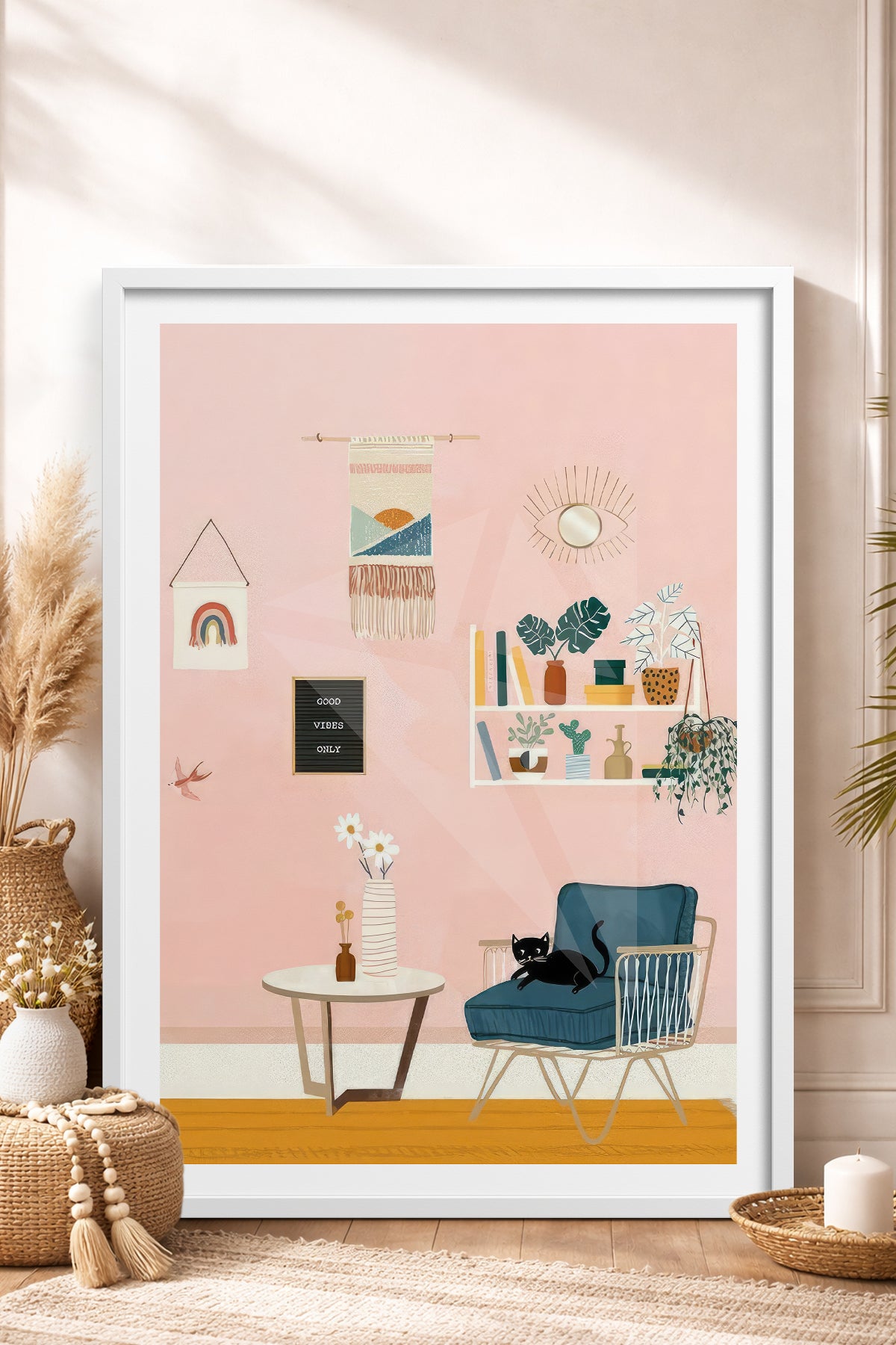 HOMEPACK Ahşap Çerçeveli Tablo Çerçeveli Poster Sanatsal Modern Duvar Dekoru TK-736