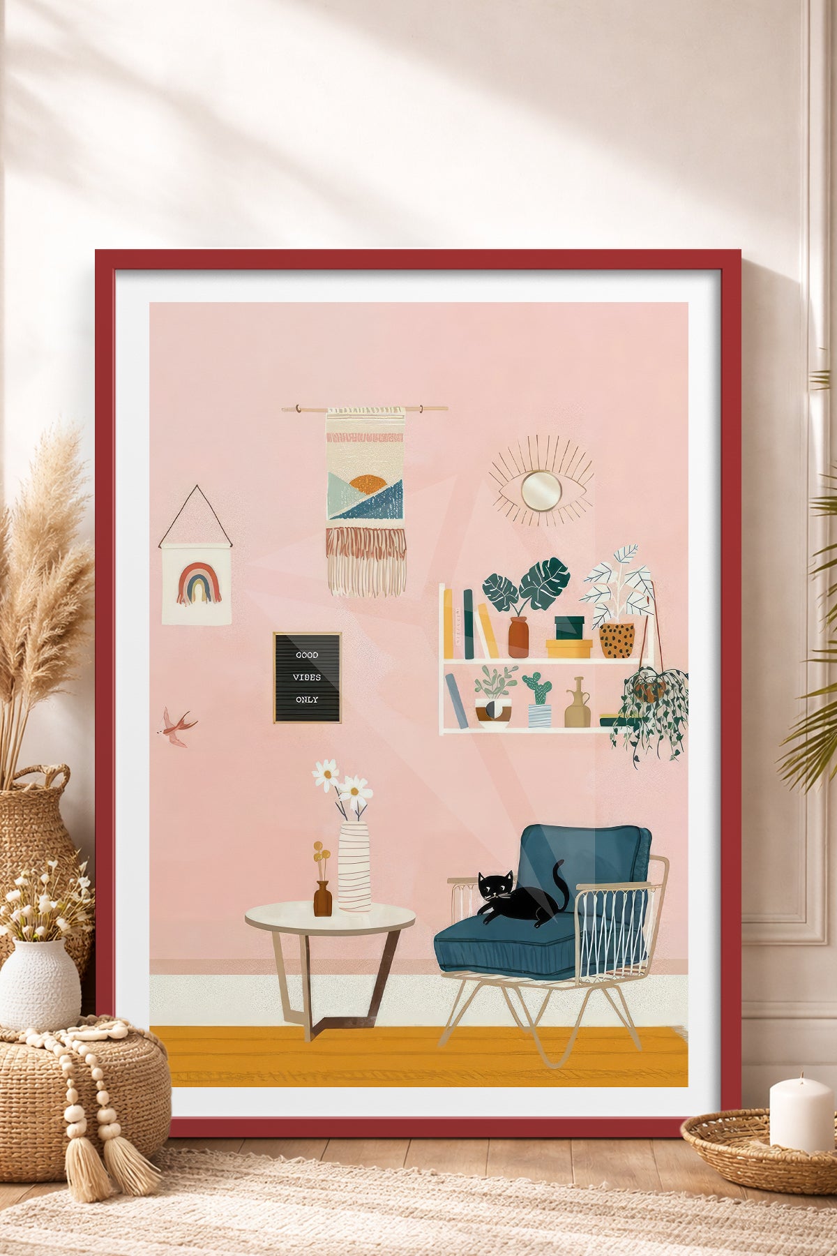 HOMEPACK Ahşap Çerçeveli Tablo Çerçeveli Poster Sanatsal Modern Duvar Dekoru TK-736