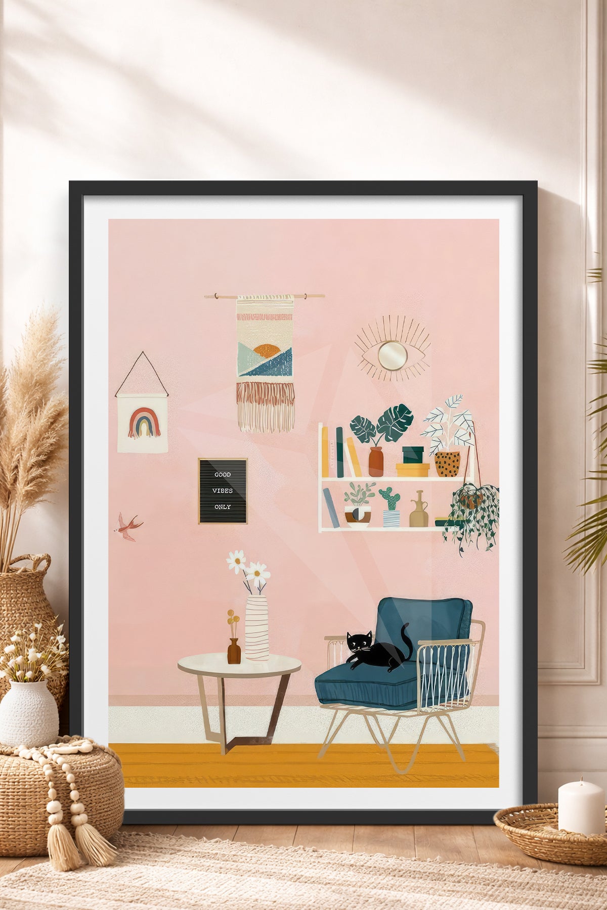 HOMEPACK Ahşap Çerçeveli Tablo Çerçeveli Poster Sanatsal Modern Duvar Dekoru TK-736
