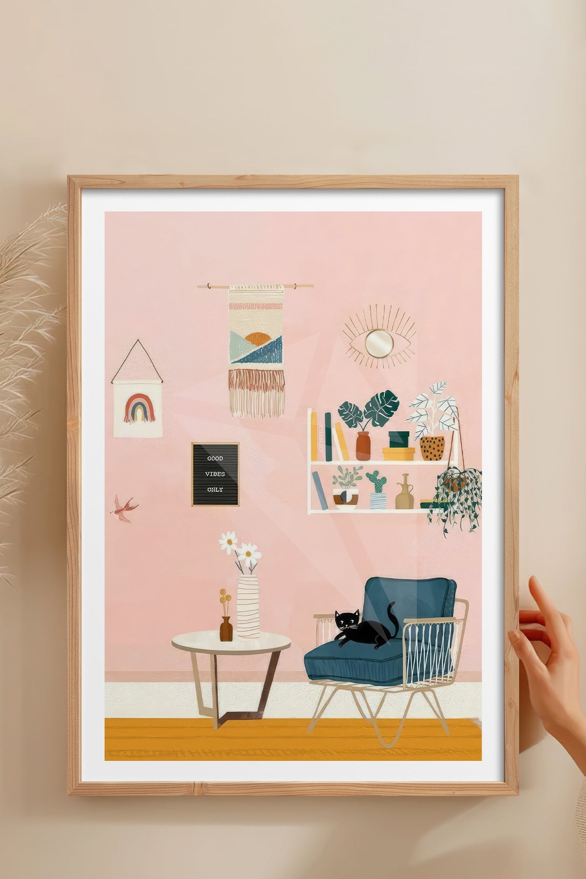 HOMEPACK Ahşap Çerçeveli Tablo Çerçeveli Poster Sanatsal Modern Duvar Dekoru TK-736