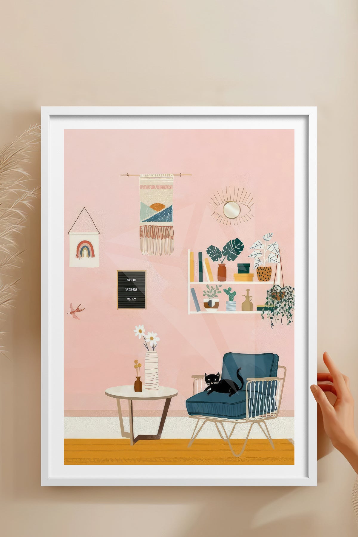HOMEPACK Ahşap Çerçeveli Tablo Çerçeveli Poster Sanatsal Modern Duvar Dekoru TK-736
