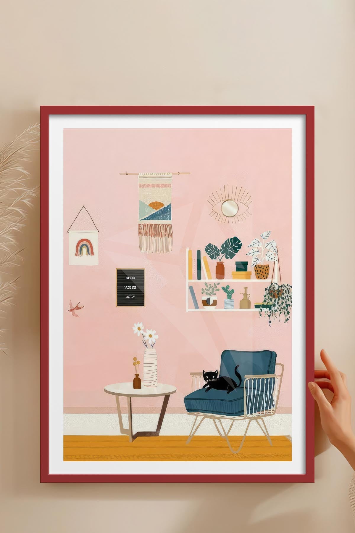 HOMEPACK Ahşap Çerçeveli Tablo Çerçeveli Poster Sanatsal Modern Duvar Dekoru TK-736