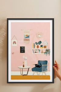 HOMEPACK Ahşap Çerçeveli Tablo Çerçeveli Poster Sanatsal Modern Duvar Dekoru TK-736