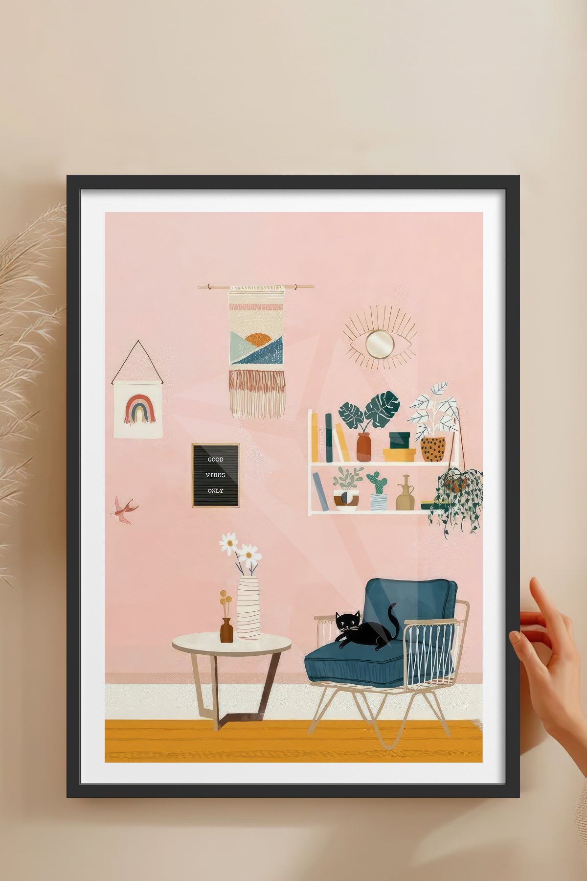HOMEPACK Ahşap Çerçeveli Tablo Çerçeveli Poster Sanatsal Modern Duvar Dekoru TK-736