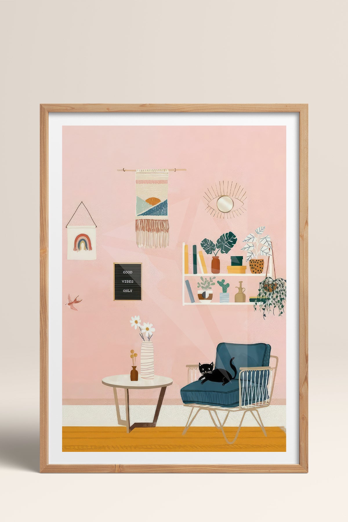 HOMEPACK Ahşap Çerçeveli Tablo Çerçeveli Poster Sanatsal Modern Duvar Dekoru TK-736