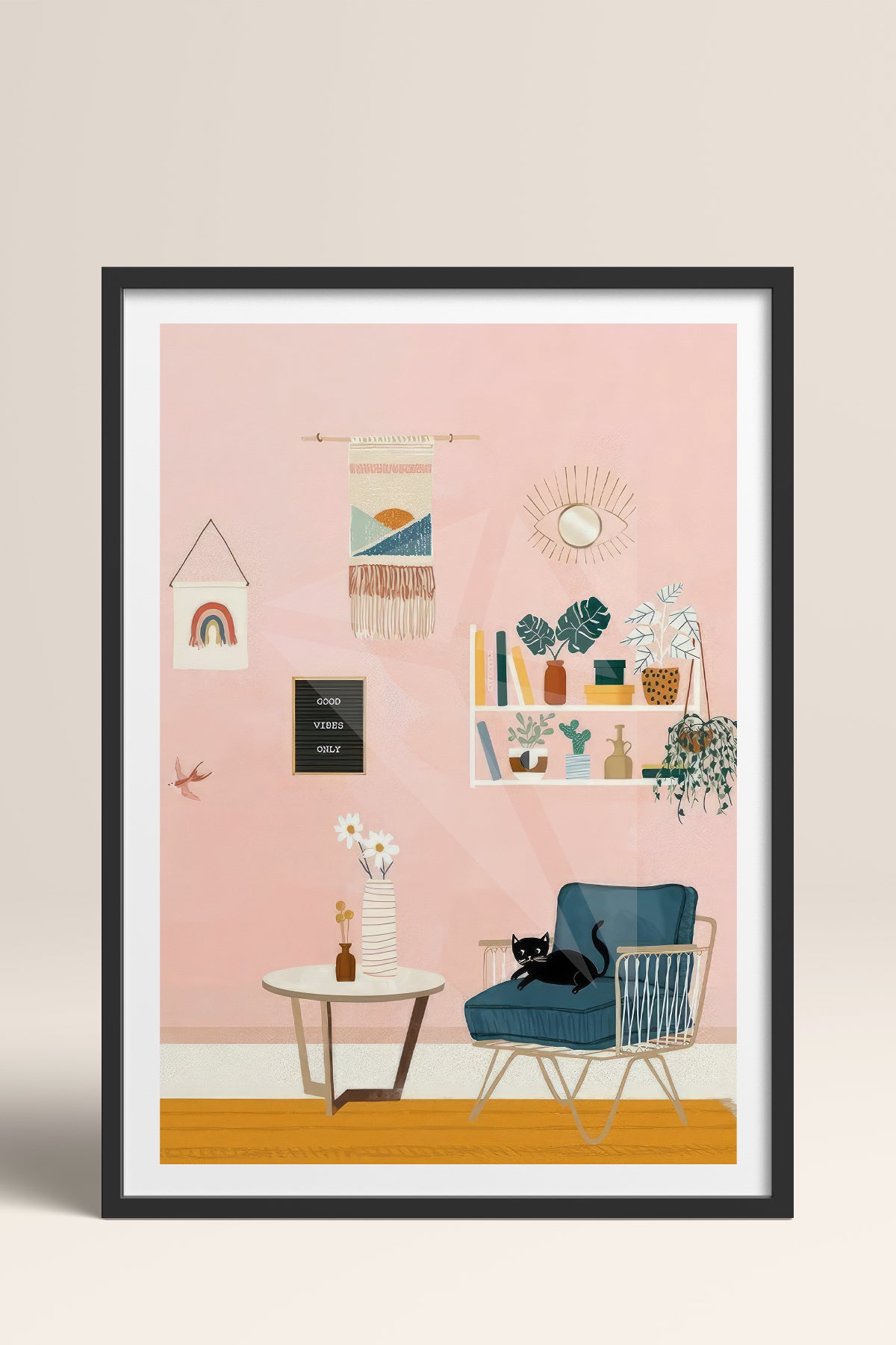HOMEPACK Ahşap Çerçeveli Tablo Çerçeveli Poster Sanatsal Modern Duvar Dekoru TK-736