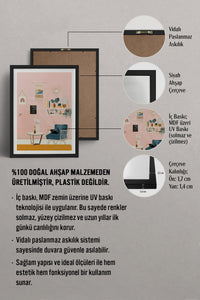 HOMEPACK Ahşap Çerçeveli Tablo Çerçeveli Poster Sanatsal Modern Duvar Dekoru TK-736