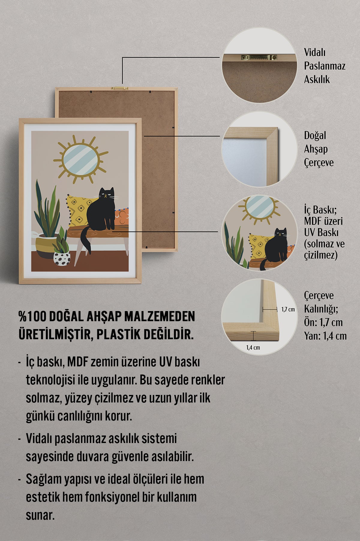 HOMEPACK Ahşap Çerçeveli Tablo Çerçeveli Poster Sanatsal Modern Duvar Dekoru TK-737