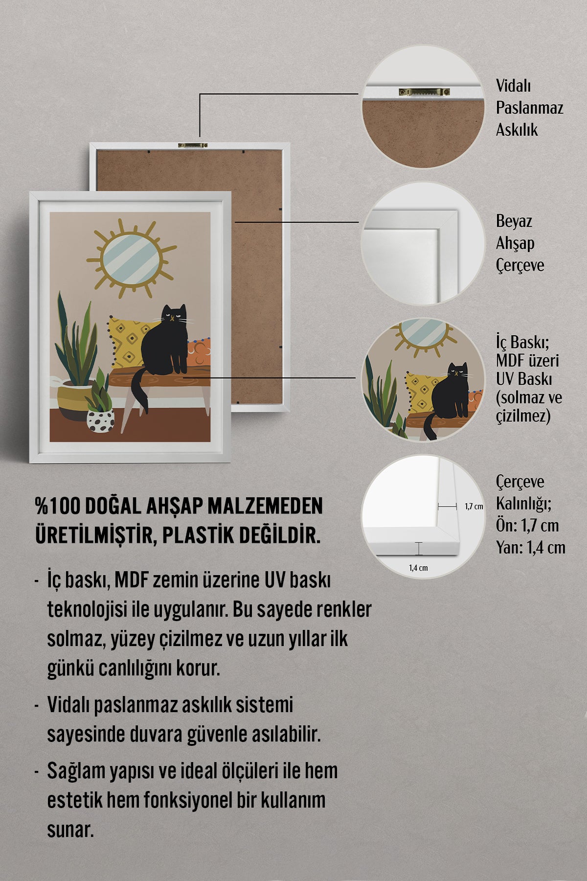HOMEPACK Ahşap Çerçeveli Tablo Çerçeveli Poster Sanatsal Modern Duvar Dekoru TK-737