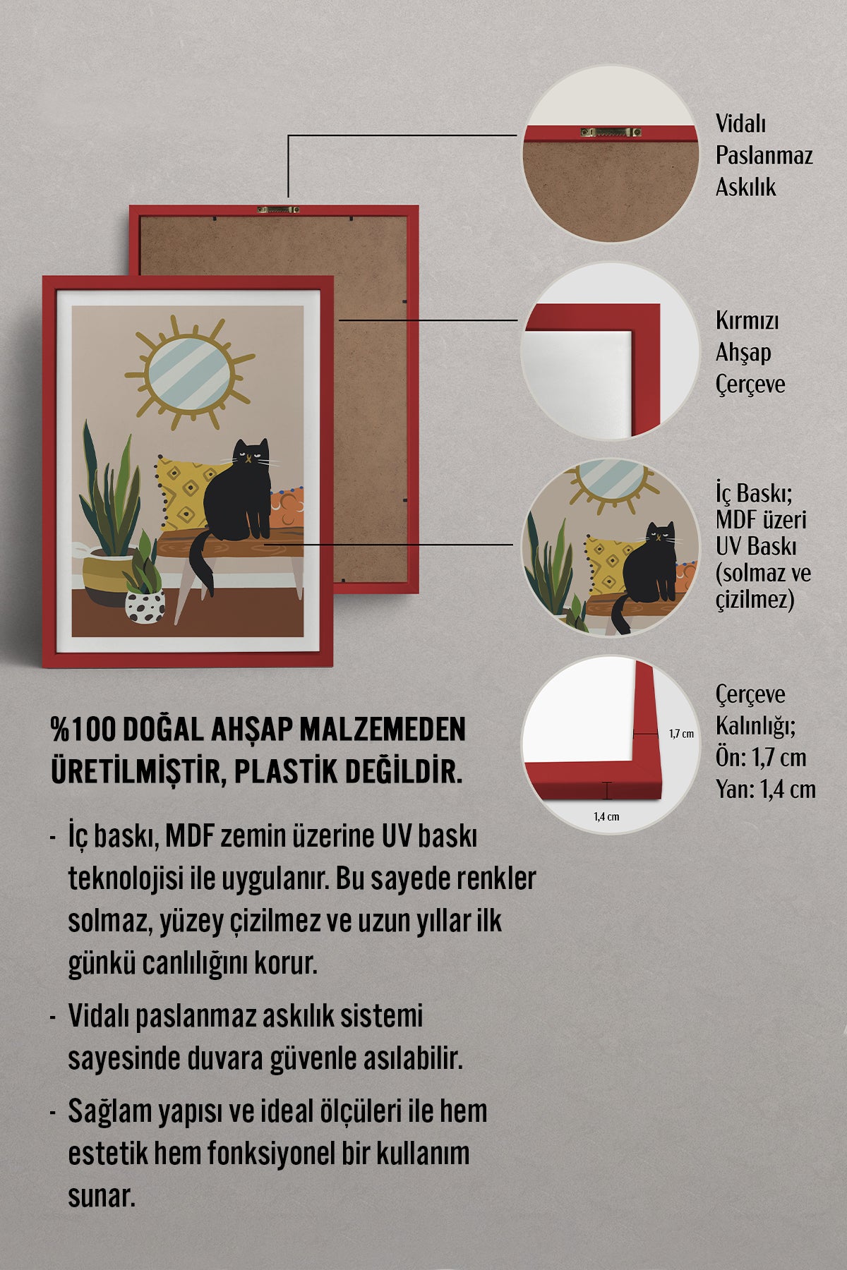 HOMEPACK Ahşap Çerçeveli Tablo Çerçeveli Poster Sanatsal Modern Duvar Dekoru TK-737