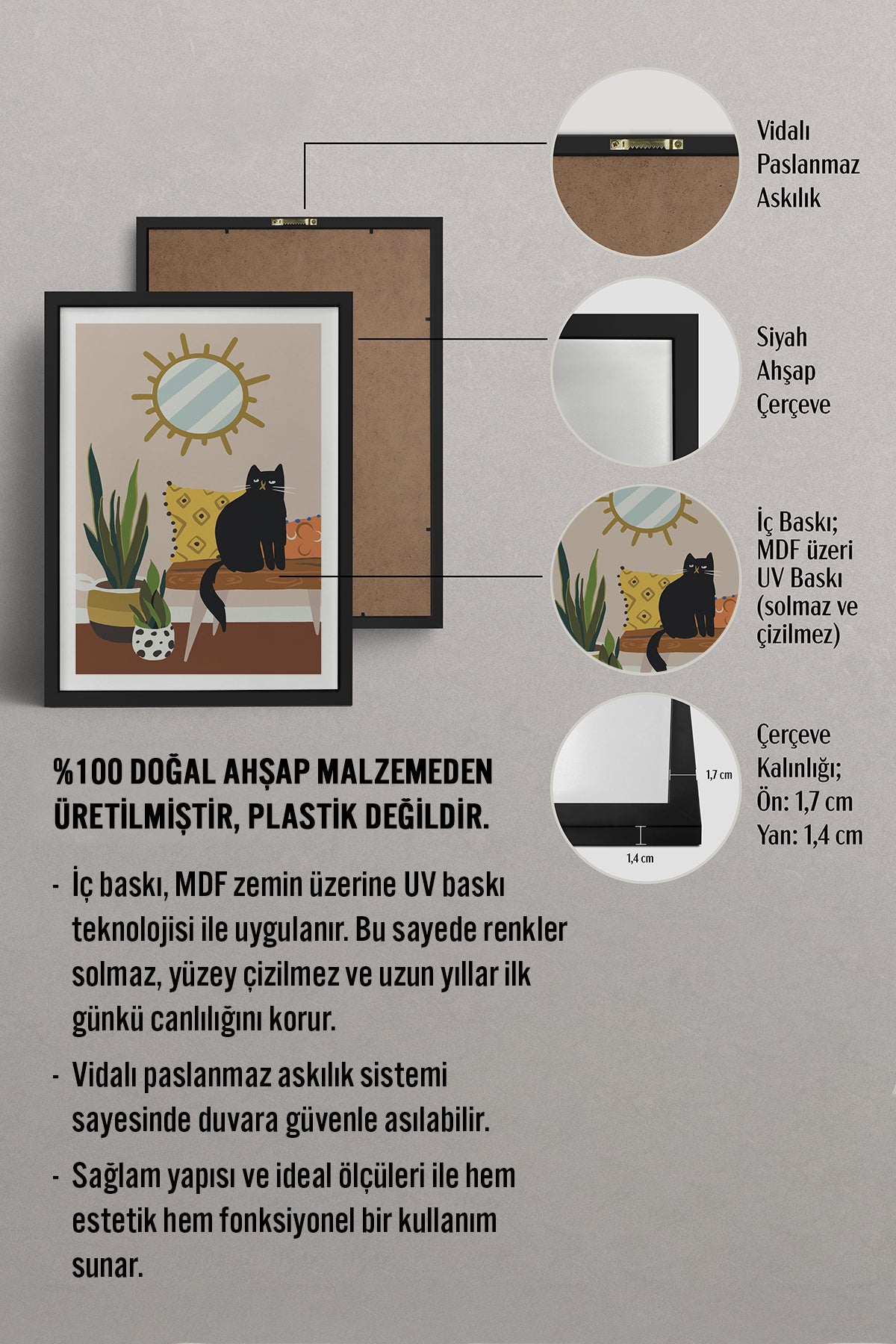 HOMEPACK Ahşap Çerçeveli Tablo Çerçeveli Poster Sanatsal Modern Duvar Dekoru TK-737