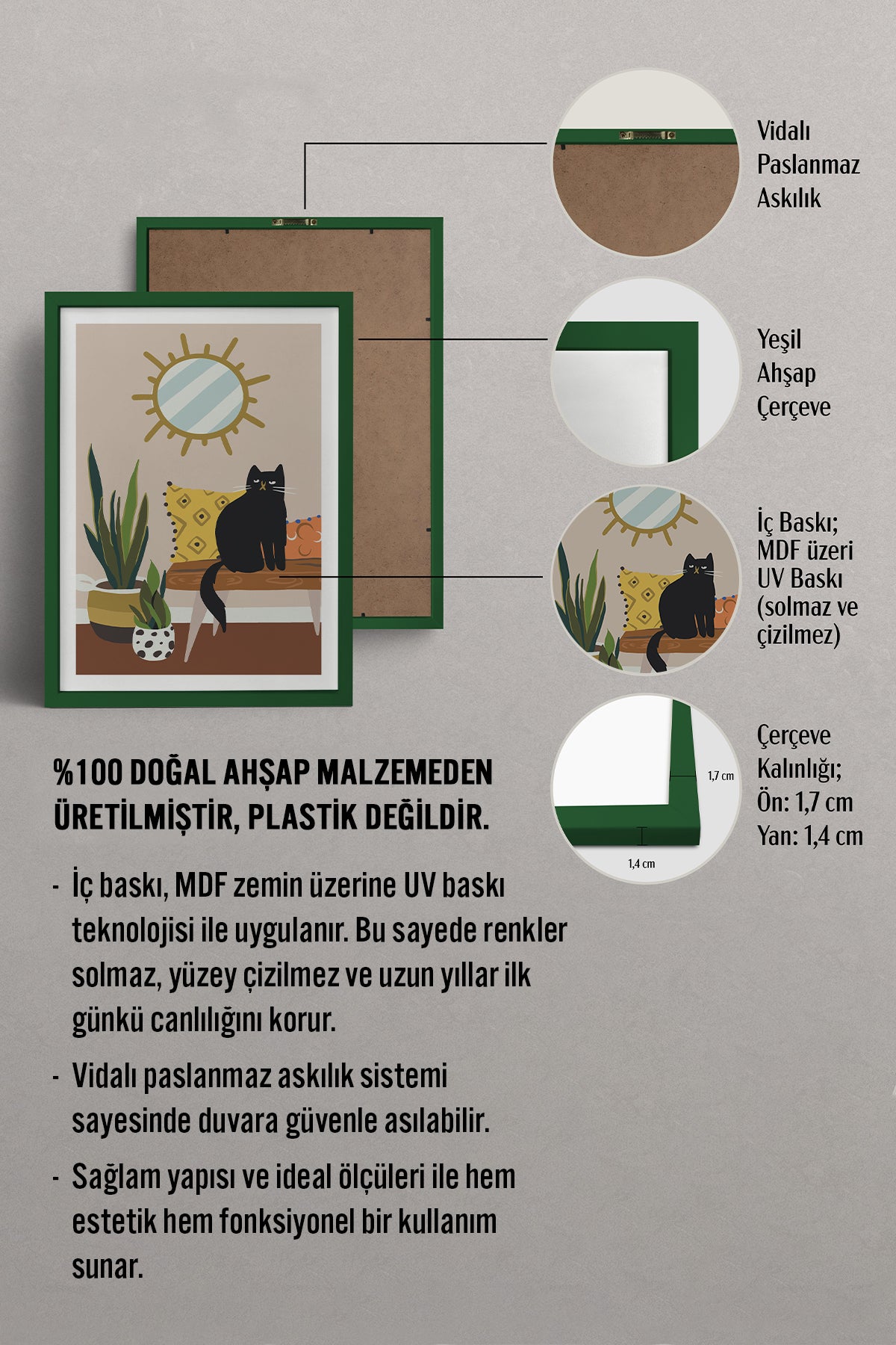 HOMEPACK Ahşap Çerçeveli Tablo Çerçeveli Poster Sanatsal Modern Duvar Dekoru TK-737