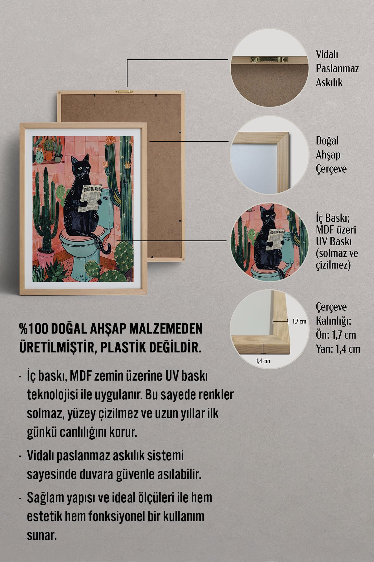 HOMEPACK Ahşap Çerçeveli Tablo Çerçeveli Poster Sanatsal Modern Duvar Dekoru TK-738