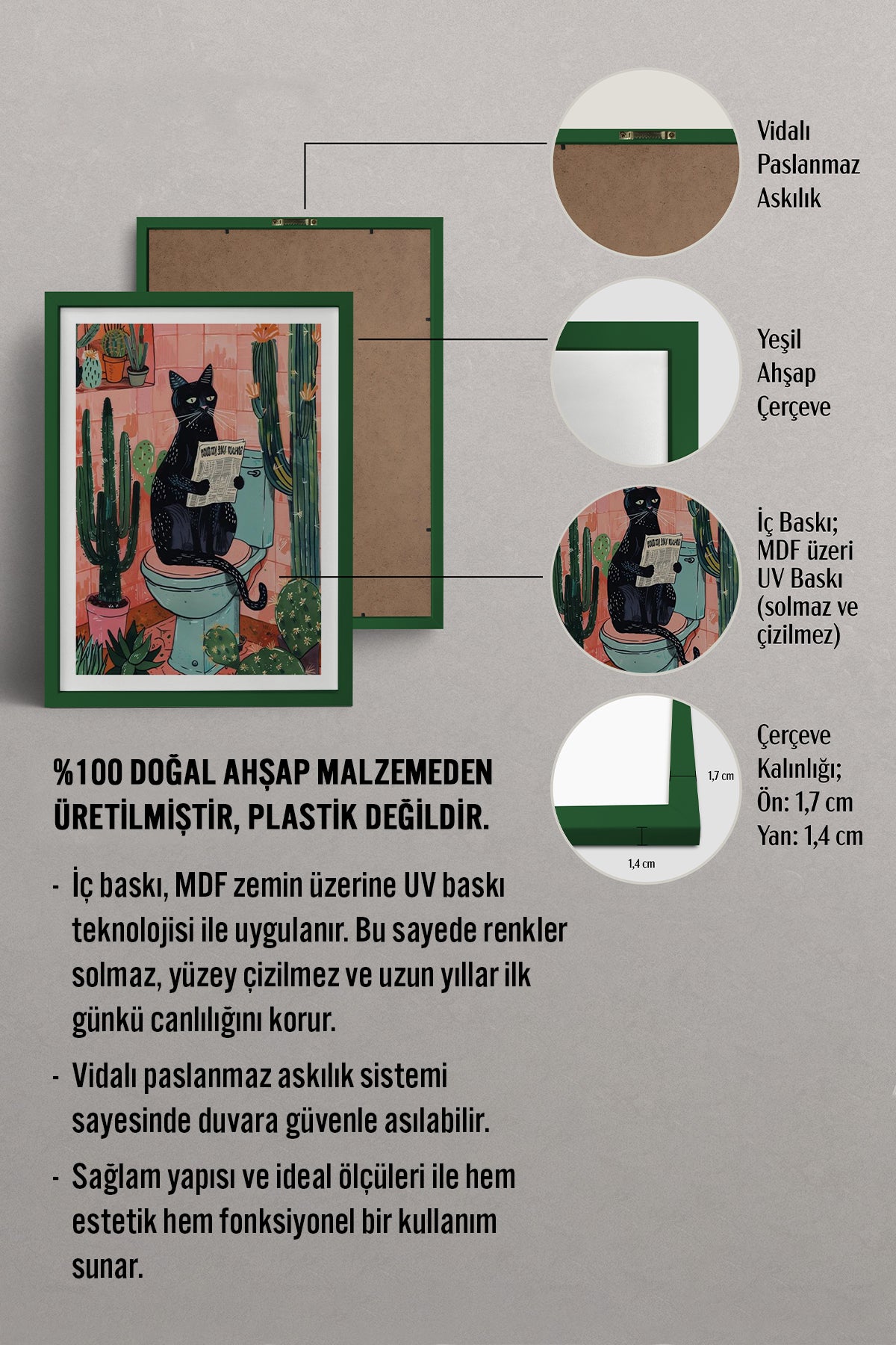 HOMEPACK Ahşap Çerçeveli Tablo Çerçeveli Poster Sanatsal Modern Duvar Dekoru TK-738