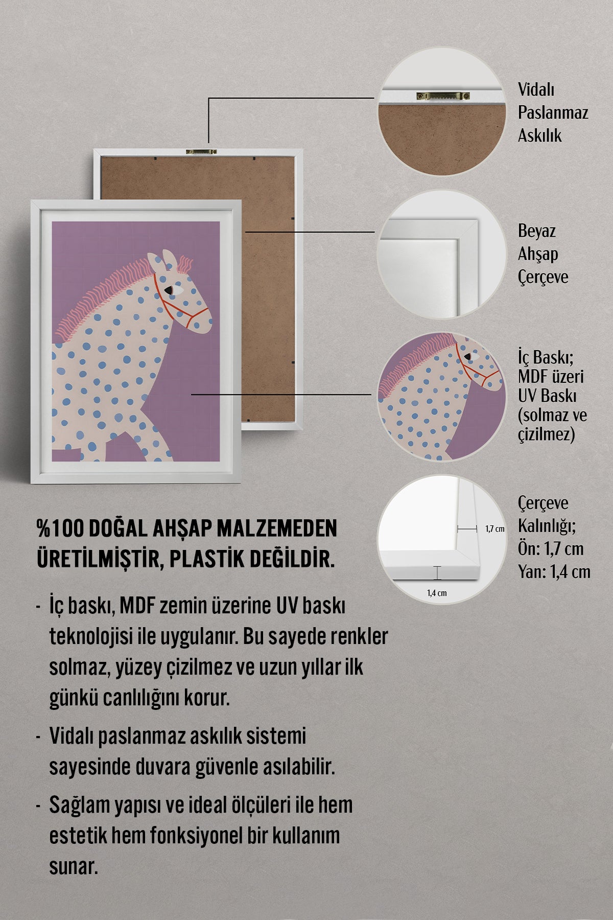 HOMEPACK Ahşap Çerçeveli Tablo Çerçeveli Poster Sanatsal Modern Duvar Dekoru TK-739